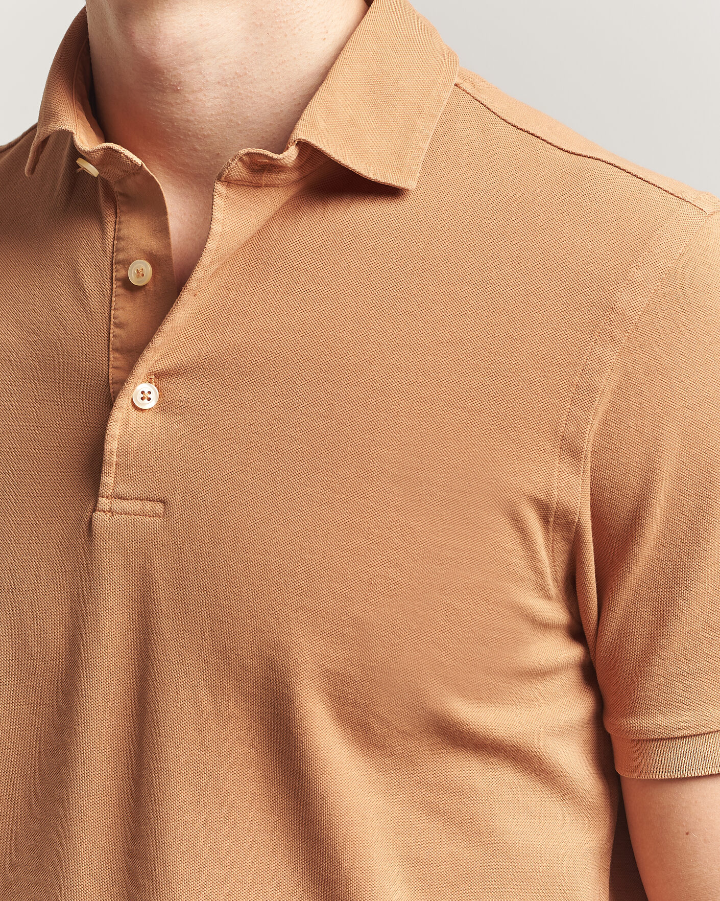 Men | Polo Shirts | Gran Sasso | Washed Polo Apricot Orange
