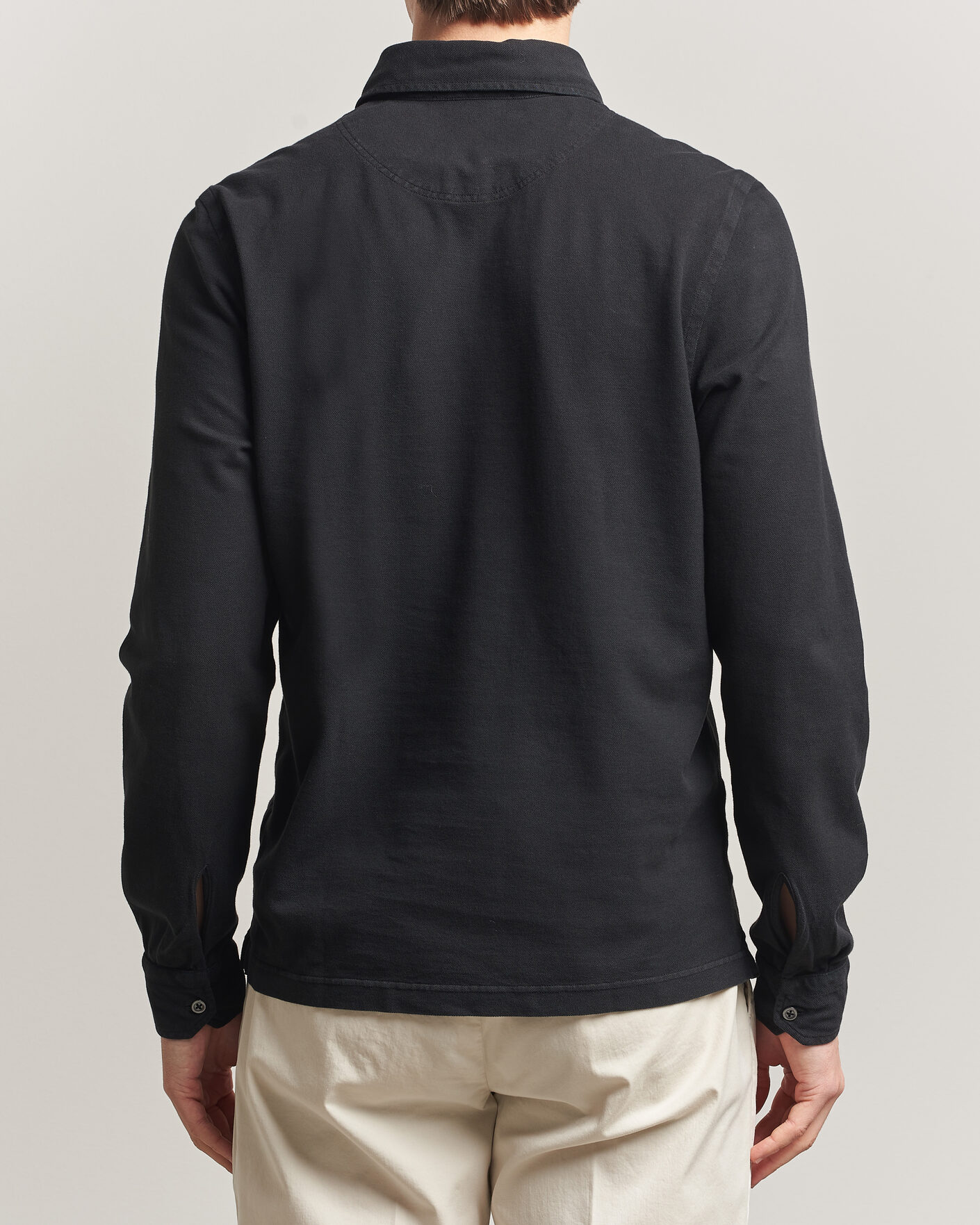 Men | Polo Shirts | Gran Sasso | Washed Long Sleeve Polo Black
