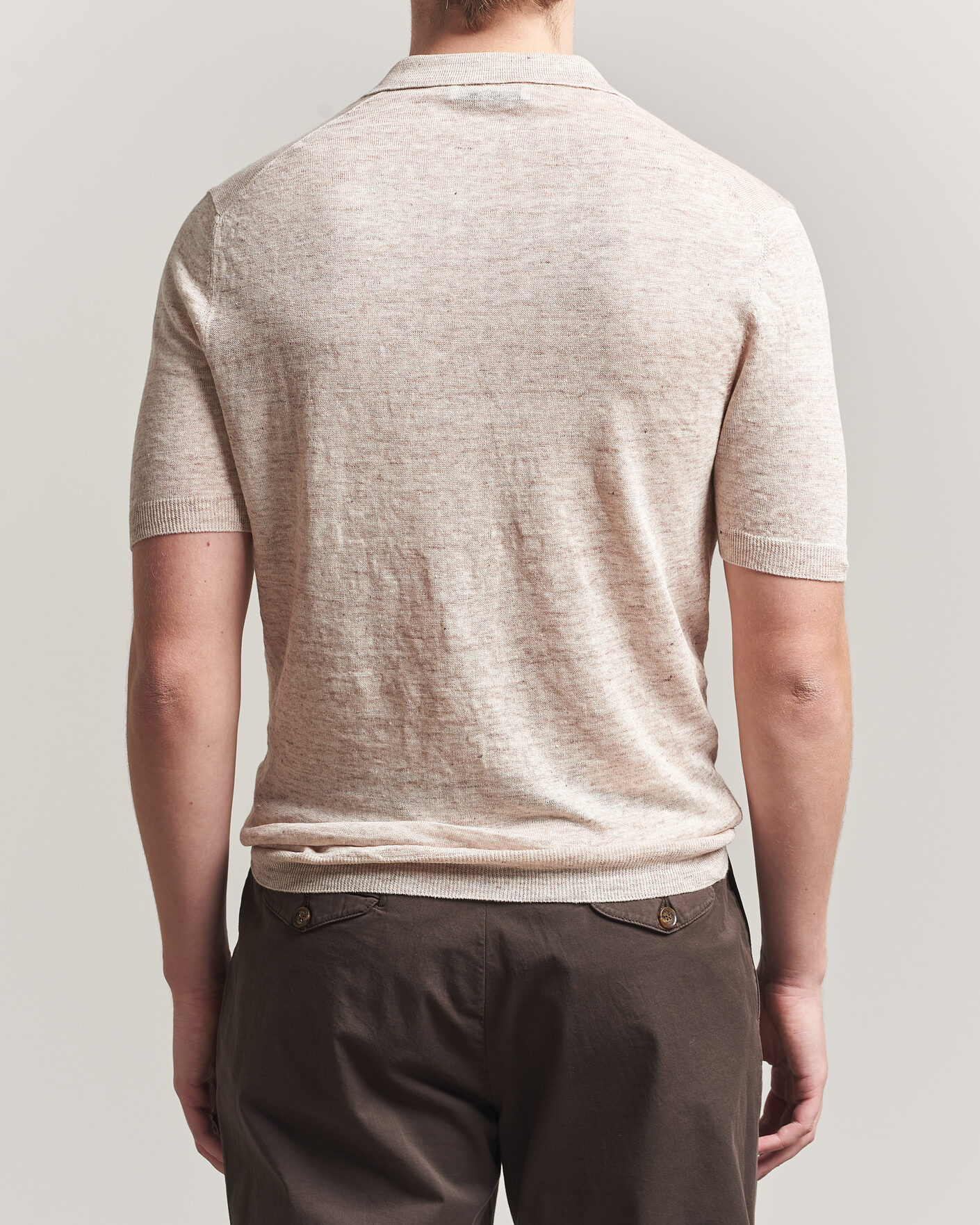 Men | Polo Shirts | Gran Sasso | Washed Knitted Linen Polo Beige Melange