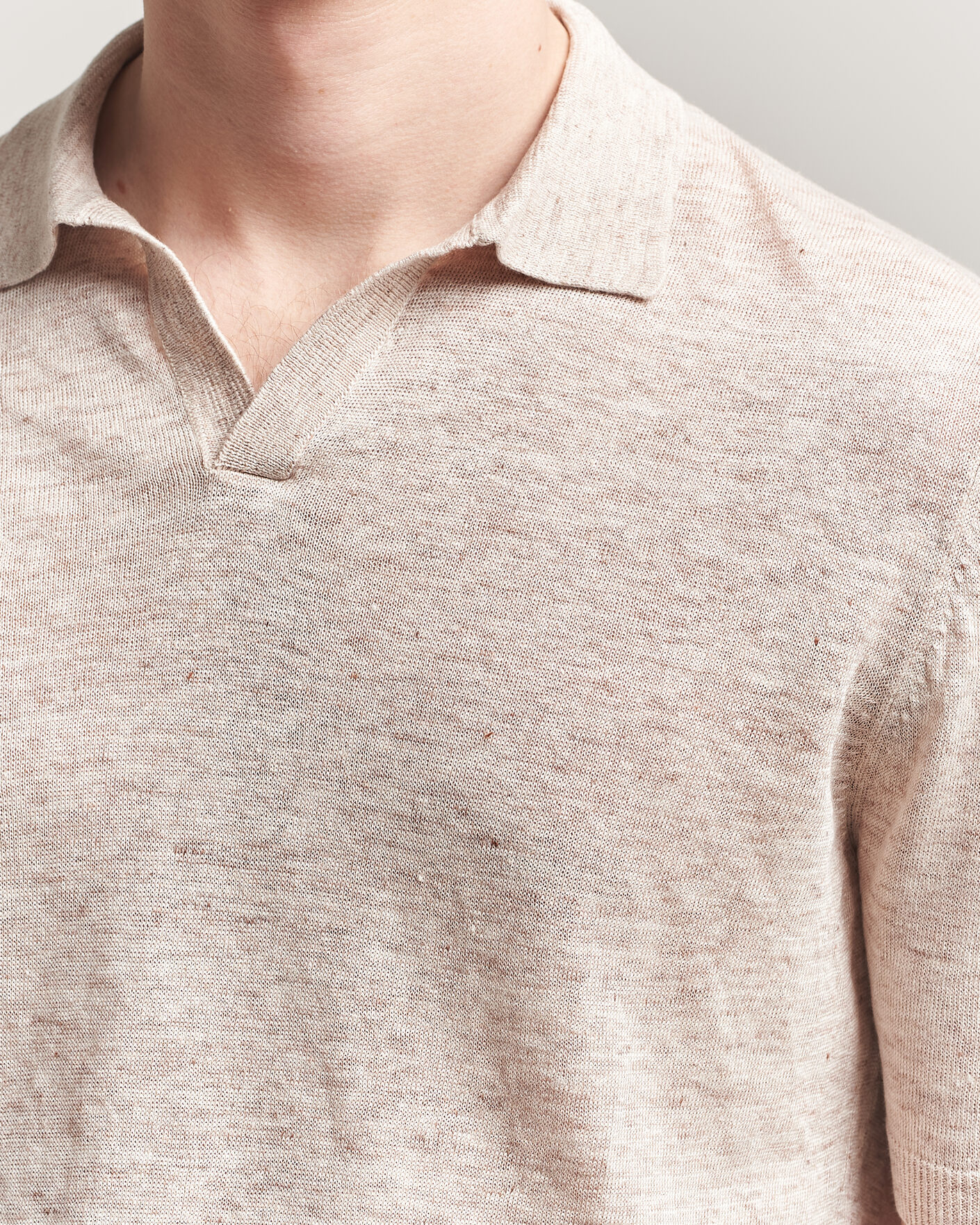 Men | Polo Shirts | Gran Sasso | Washed Knitted Linen Polo Beige Melange