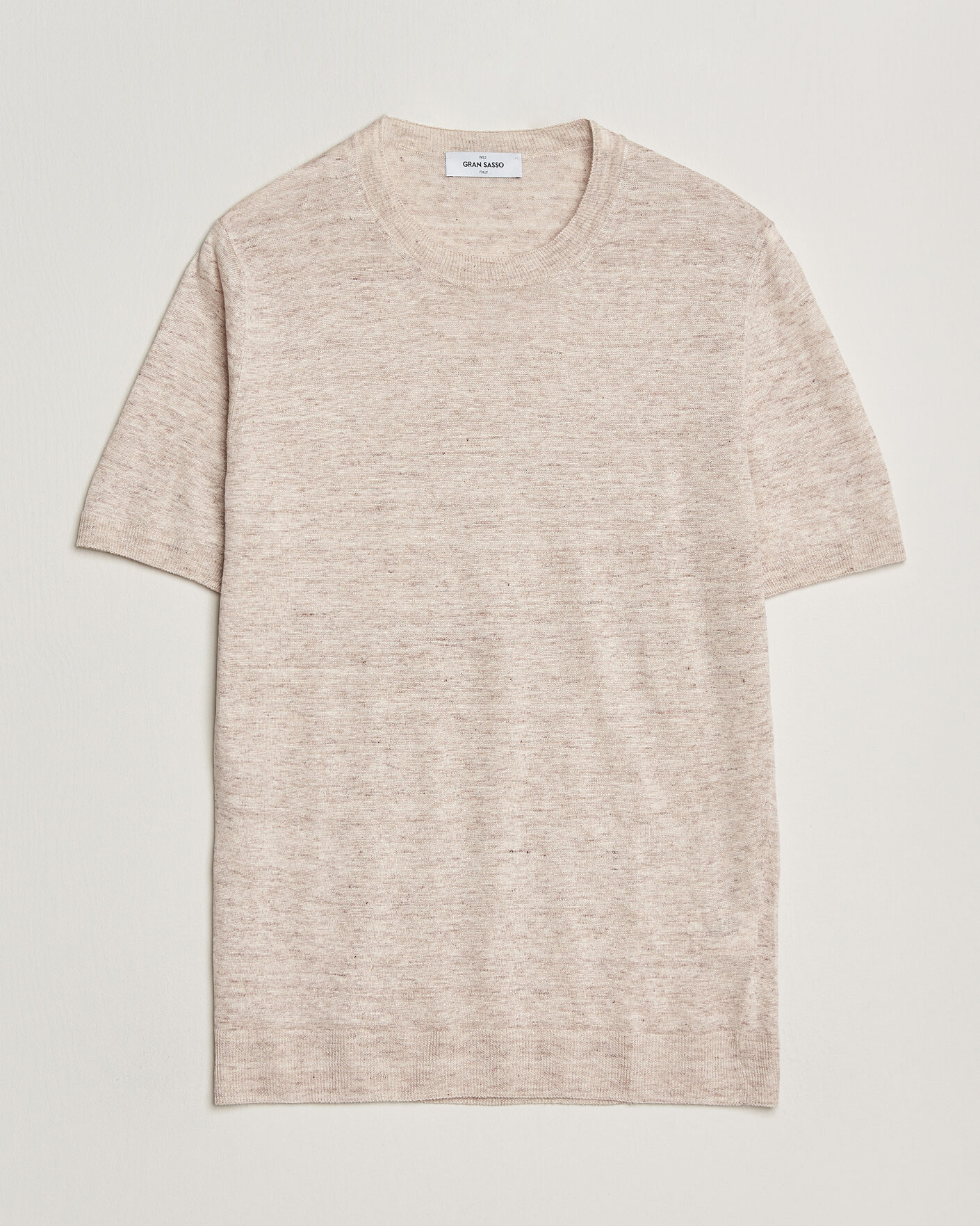 Gran Sasso Washed Knitted Linen T-Shirt Beige Melange at