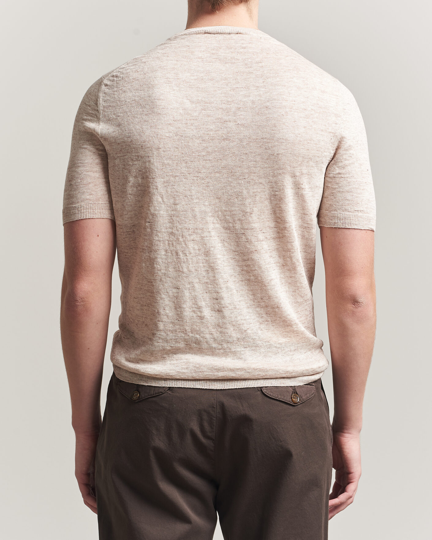 Men | T-Shirts | Gran Sasso | Washed Knitted Linen T-Shirt Beige Melange