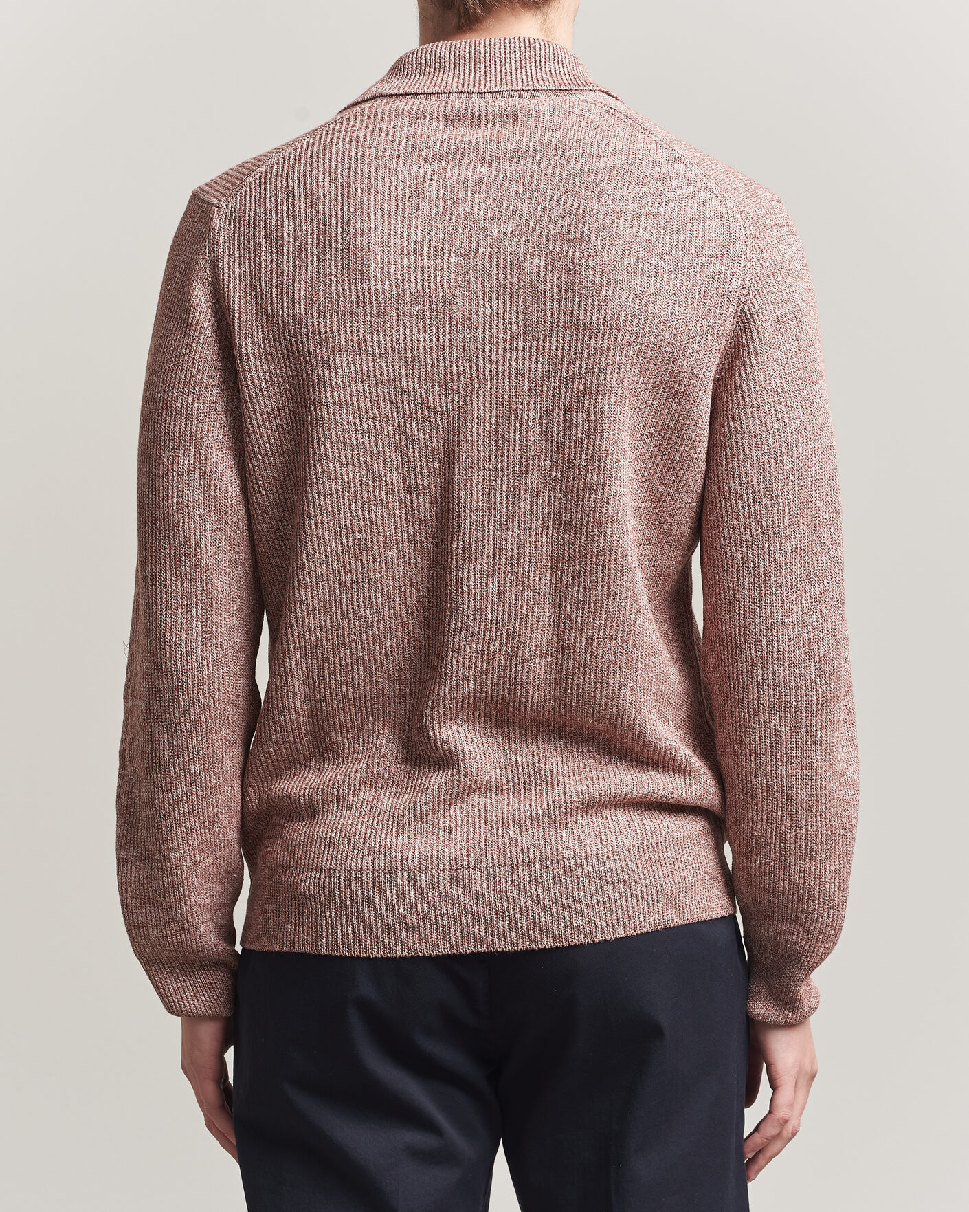 Men | Sweaters & Knitwear | Gran Sasso | Linen/Cotton Open Collar Knitted Polo Rust Melange