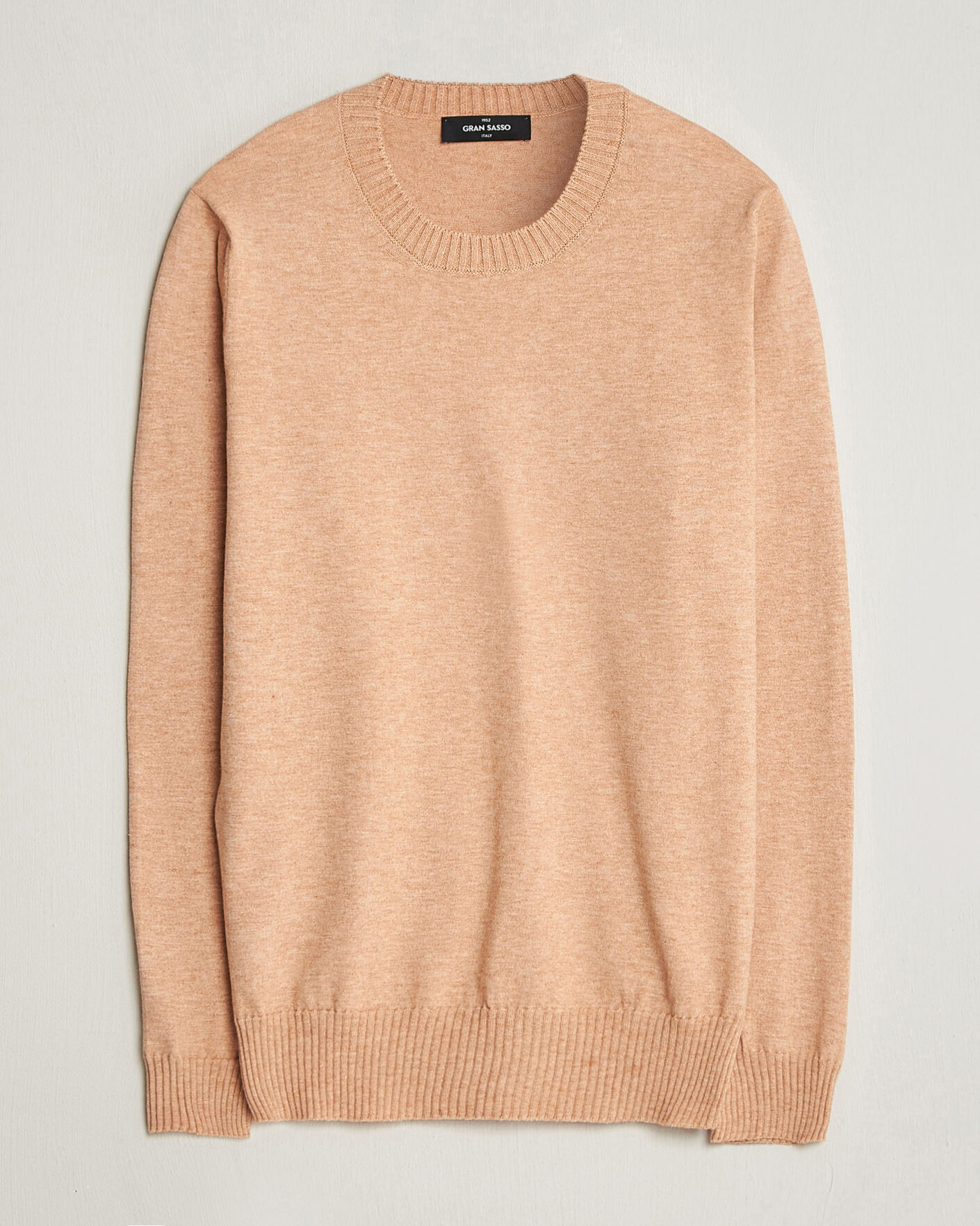 Men | Sweaters & Knitwear | Gran Sasso | Cotton/Cashmere Knitted Crew Neck Sweater Apricot Orange Melange