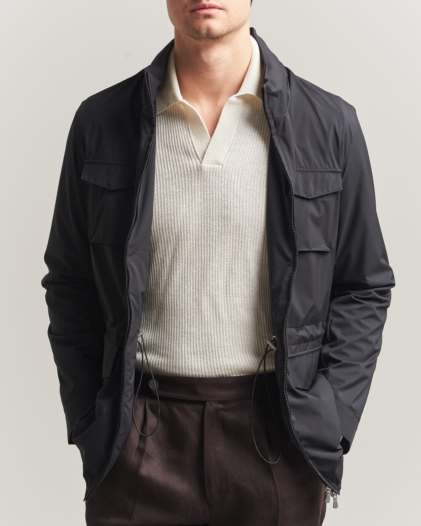 Men | Coats & Jackets | Gran Sasso | Nylon Field Jacket Navy