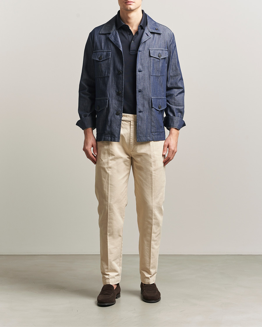 Men | Coats & Jackets | Gran Sasso | Cotton Safari Jacket Navy