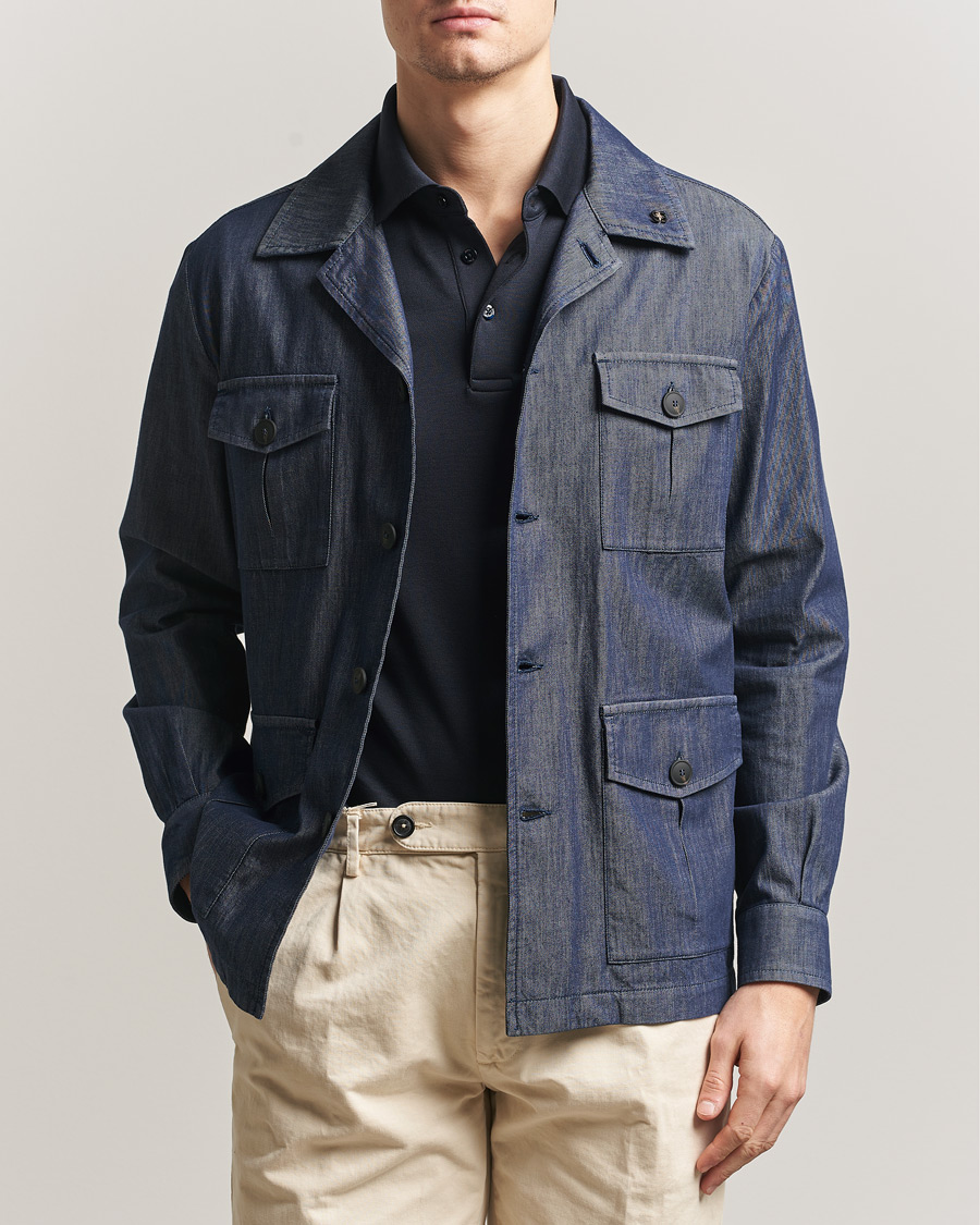 Men | Coats & Jackets | Gran Sasso | Cotton Safari Jacket Navy