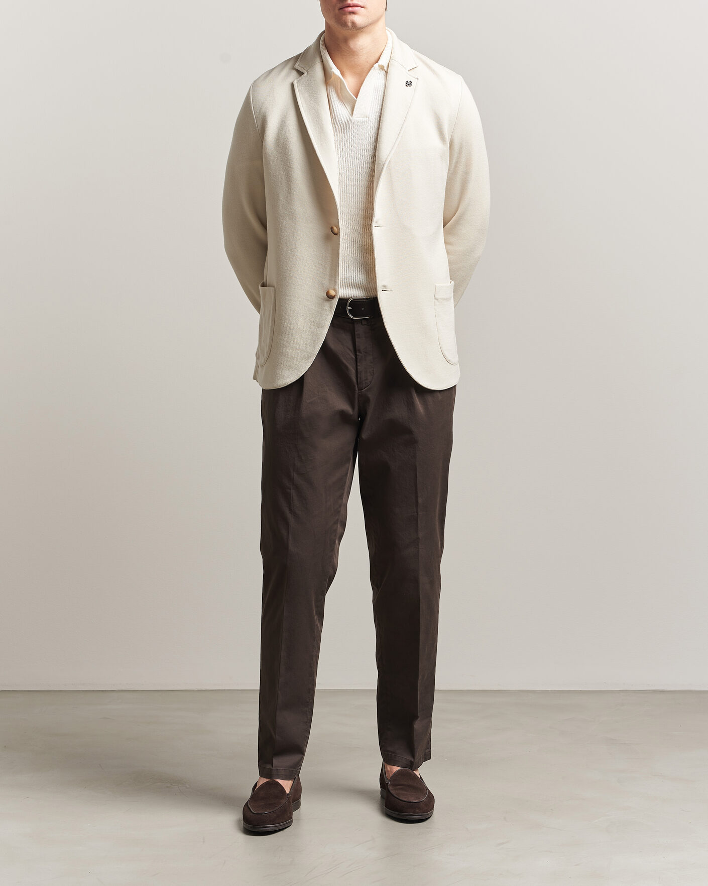 Men | Blazers | Gran Sasso | Wool Knitted Blazer Cream
