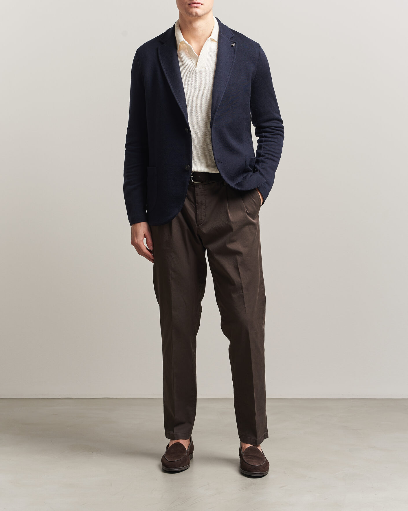 Men | Blazers | Gran Sasso | Wool Knitted Blazer Navy