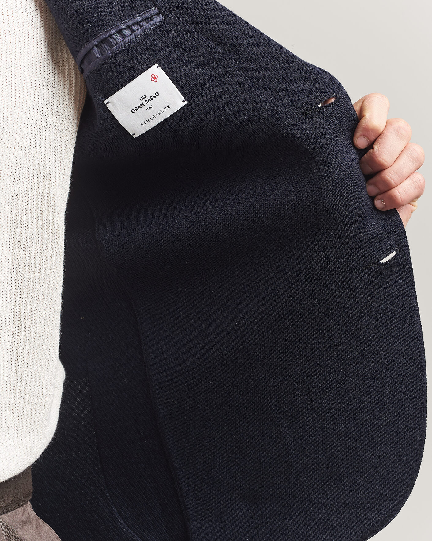 Gran Sasso Wool Knitted Blazer Navy at CareOfCarl.com