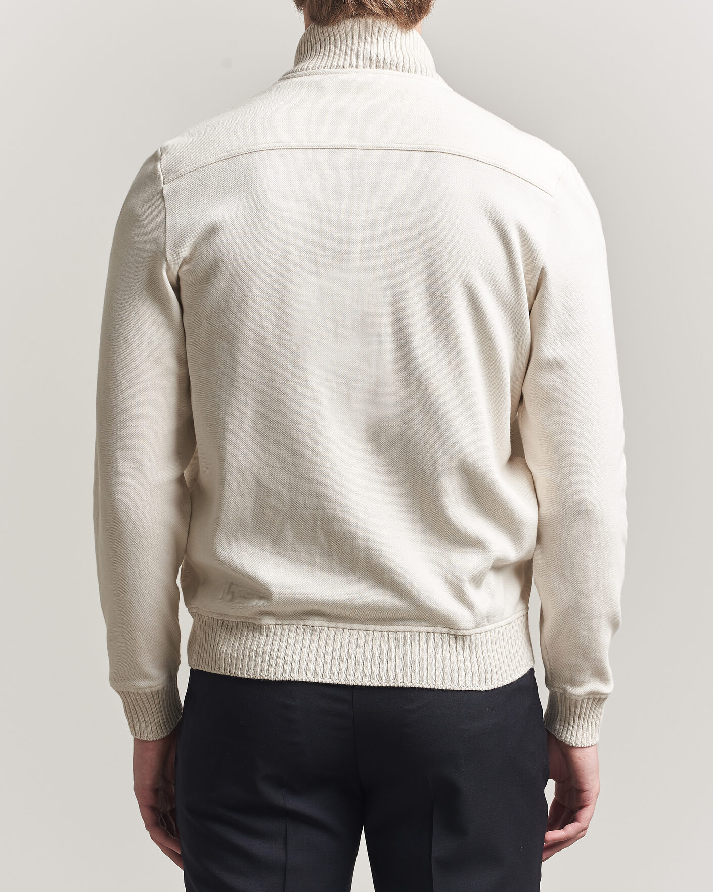 Men | Coats & Jackets | Gran Sasso | Cotton Pocket Knitted Bomber Jacket Cream
