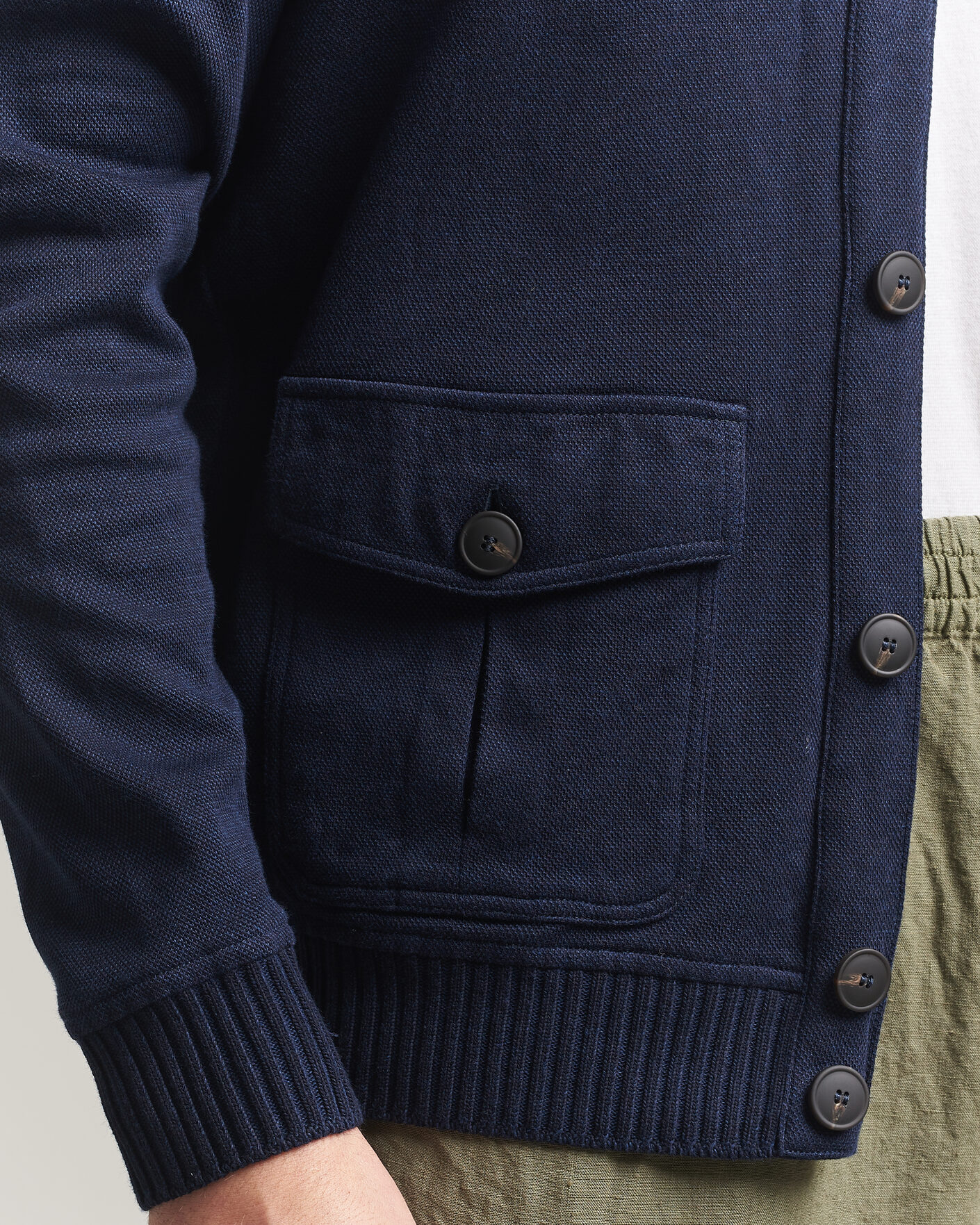 Men | Coats & Jackets | Gran Sasso | Cotton Pocket Knitted Bomber Jacket Navy