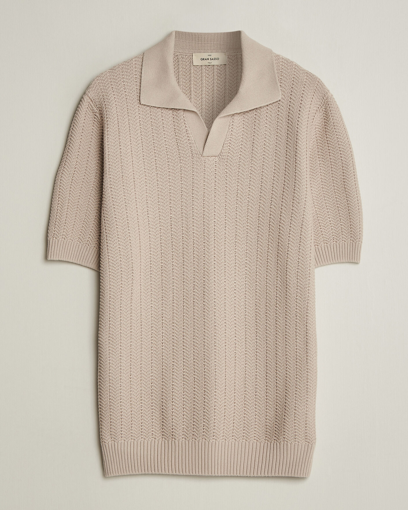 Men | Polo Shirts | Gran Sasso | Cotton Structured Knitted Polo Beige