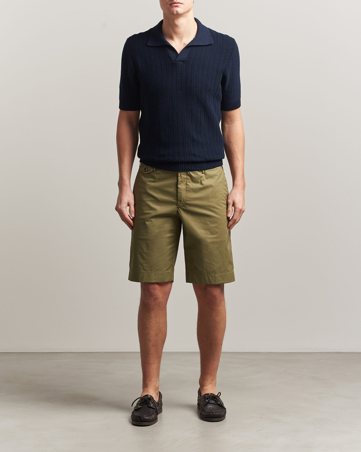 Men | Polo Shirts | Gran Sasso | Cotton Structured Knitted Polo Navy