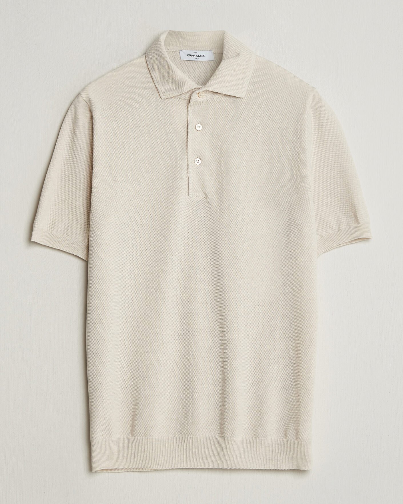 Men | Polo Shirts | Gran Sasso | Cotton Textured Knitted Polo Light Beige