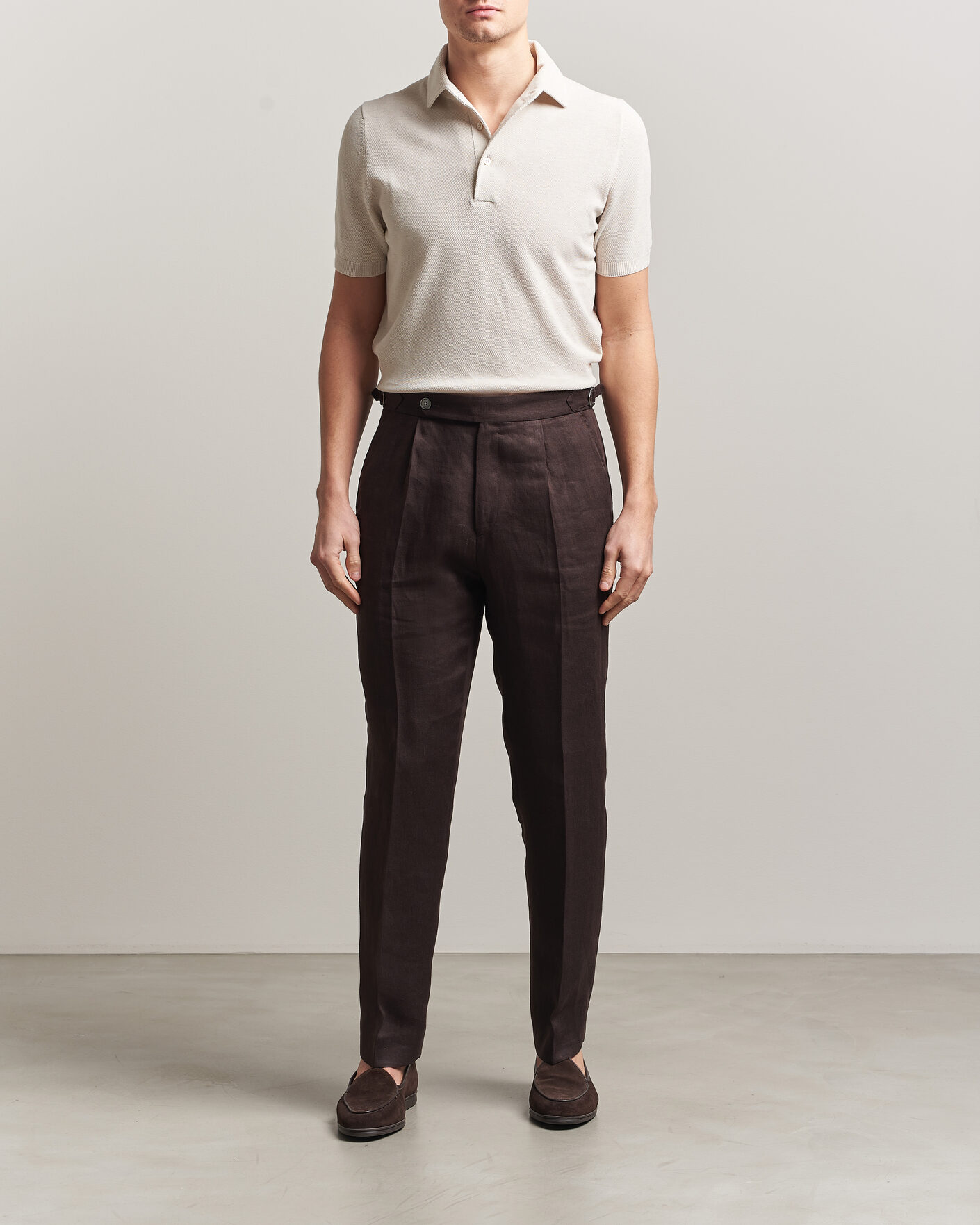 Men | Polo Shirts | Gran Sasso | Cotton Textured Knitted Polo Light Beige