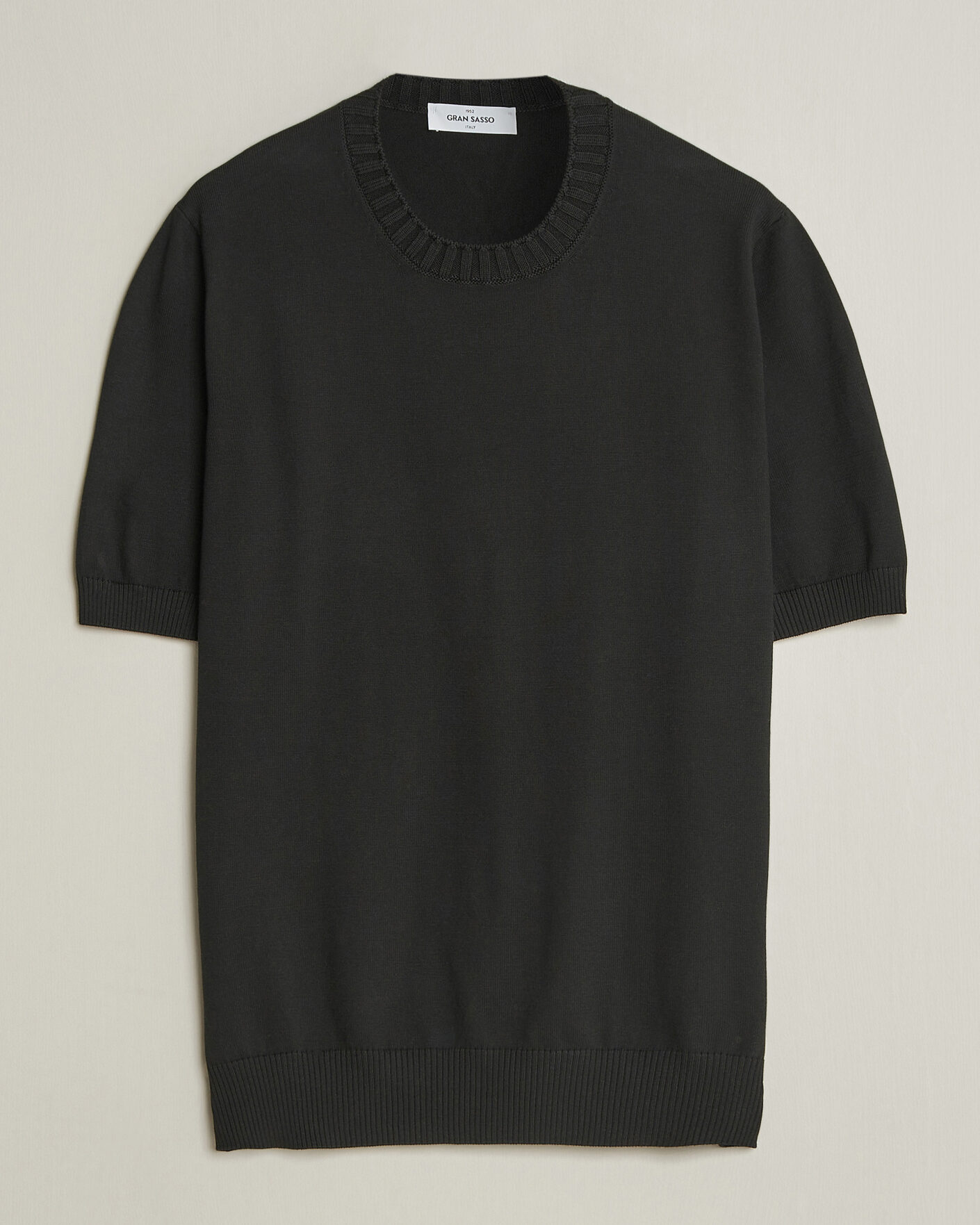 Men | T-Shirts | Gran Sasso | Cotton Heavy Knitted Crew Neck T-Shirt Black
