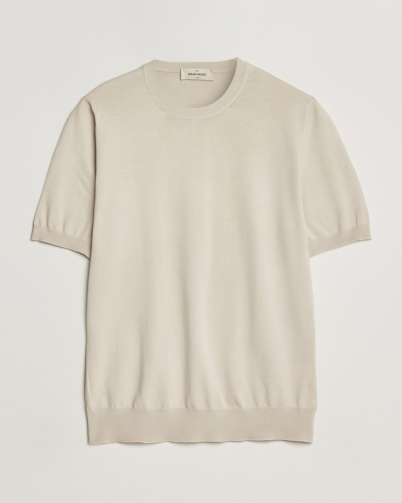 Men | T-Shirts | Gran Sasso | Cotton Knitted Crew Neck T-Shirt Beige Melange