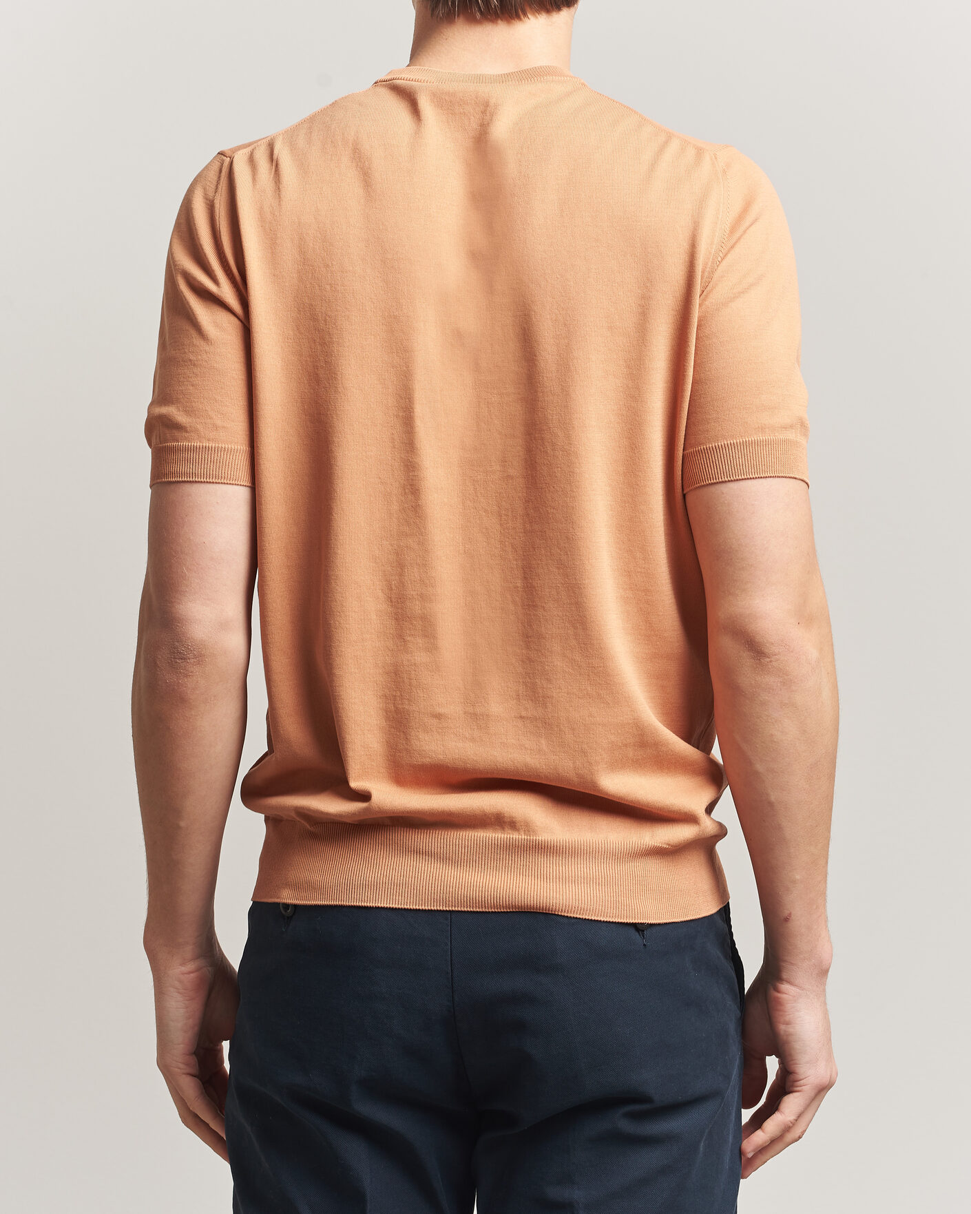 Men | T-Shirts | Gran Sasso | Cotton Knitted Crew Neck T-Shirt Apricot Orange Melange