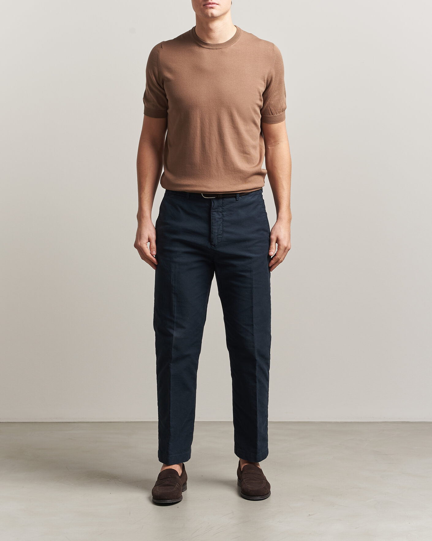 Men | T-Shirts | Gran Sasso | Cotton Knitted Crew Neck T-Shirt Brown