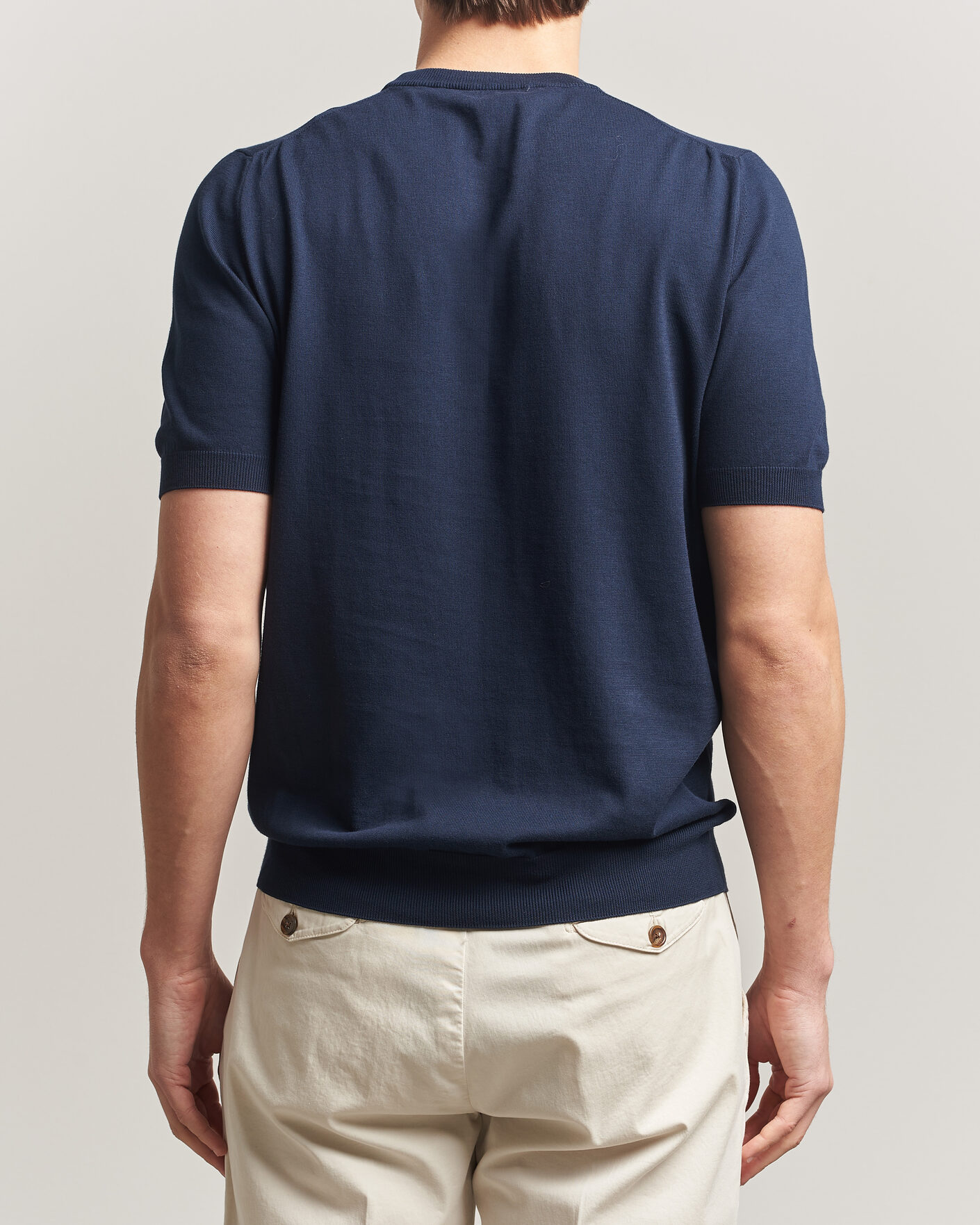 Men | T-Shirts | Gran Sasso | Cotton Knitted Crew Neck T-Shirt Navy