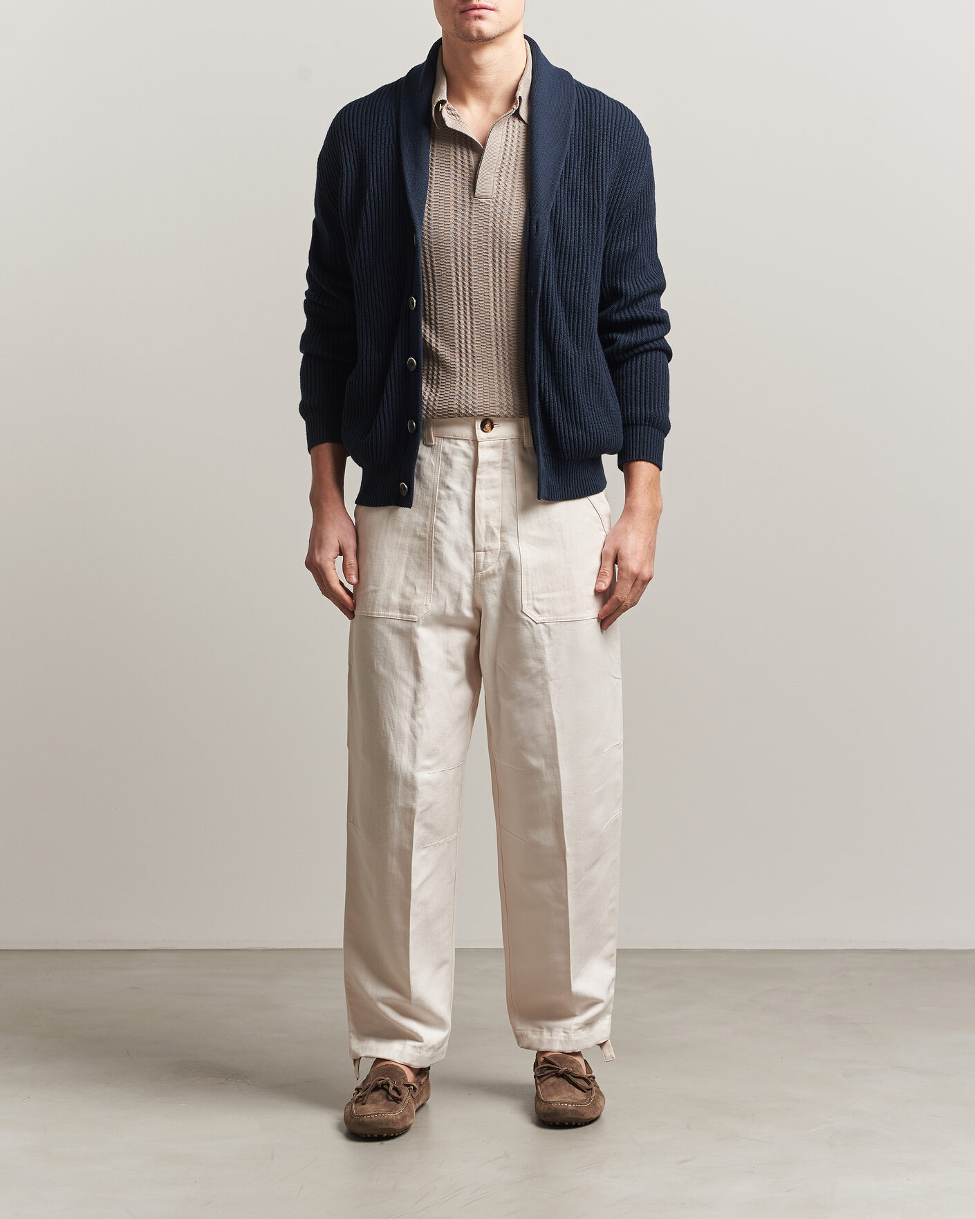 Brunello Cucinelli Linen Casual Pants Off White at CareOfCarl.com