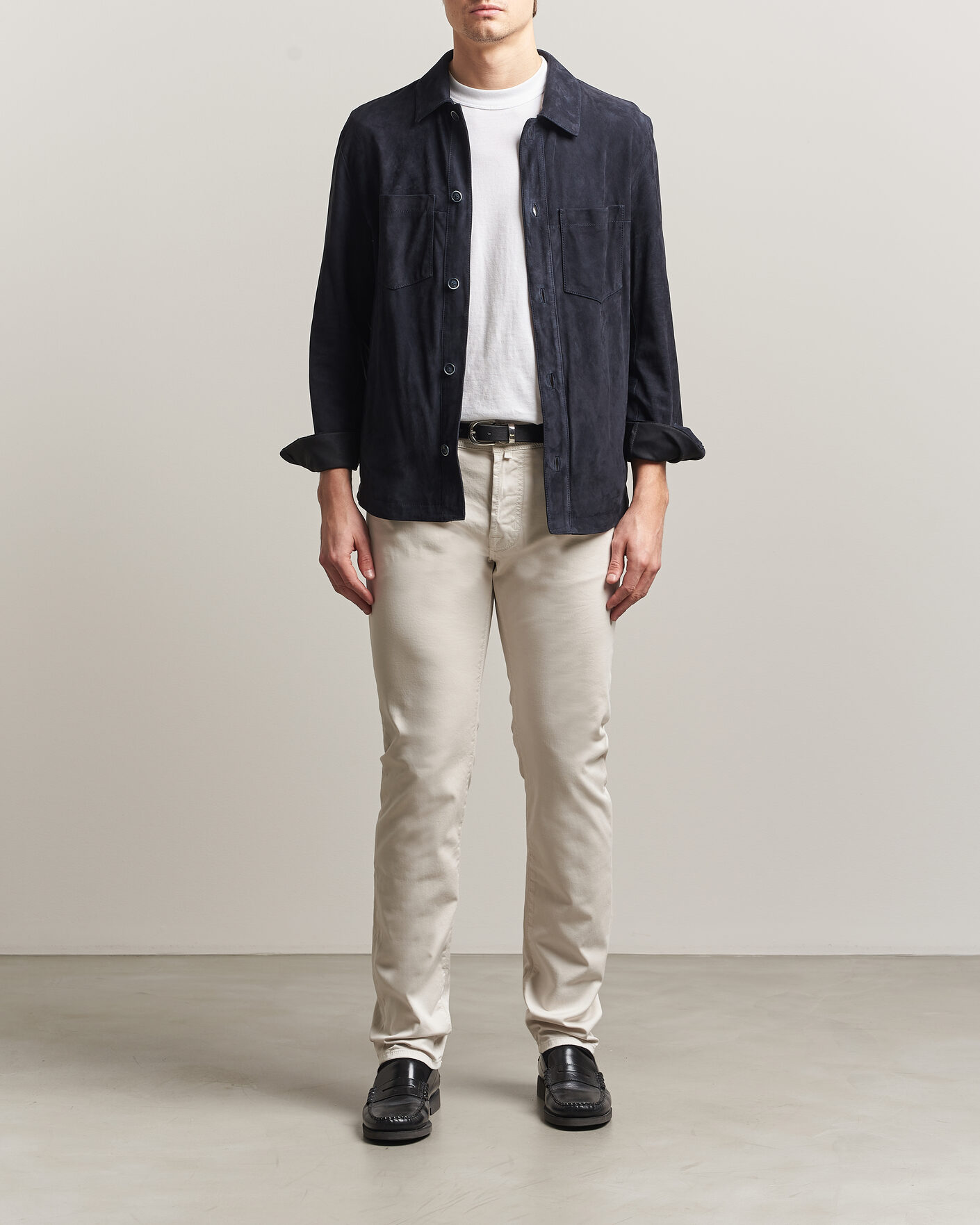 Men | Trousers | Jacob Cohën | Bard Garment Dyed Gabardine Trousers Off White