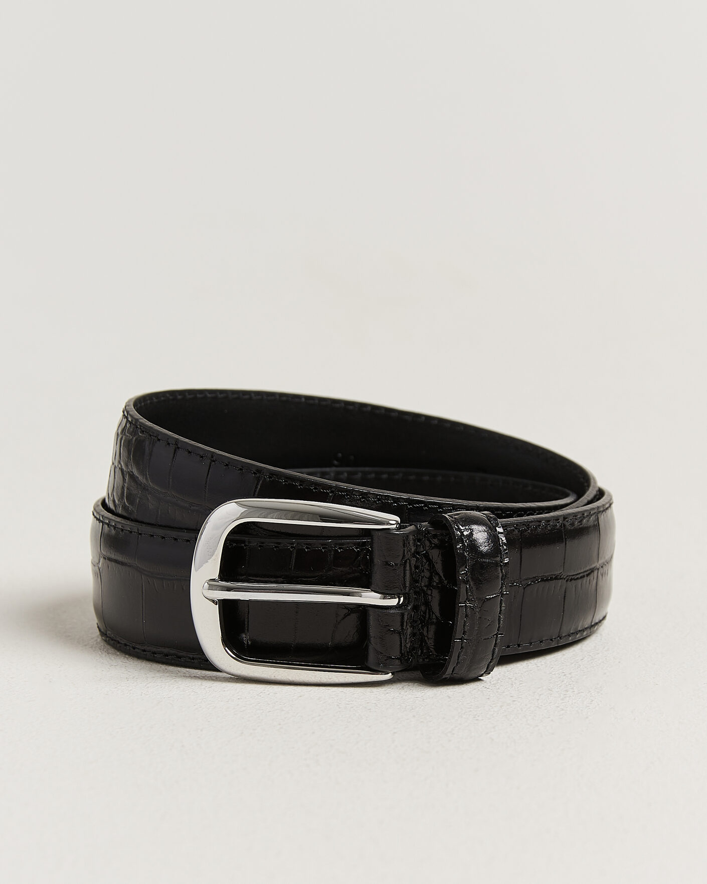 Men | Belts | Anderson's | Embossed Western Leather Belt Black