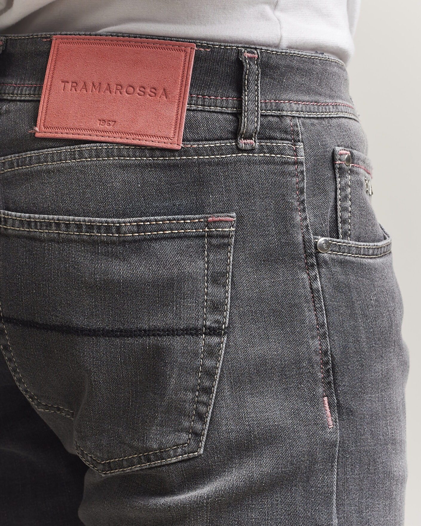 Men | Jeans | Tramarossa | Michelangelo Contrast Seam Stretch Jeans Dark Grey