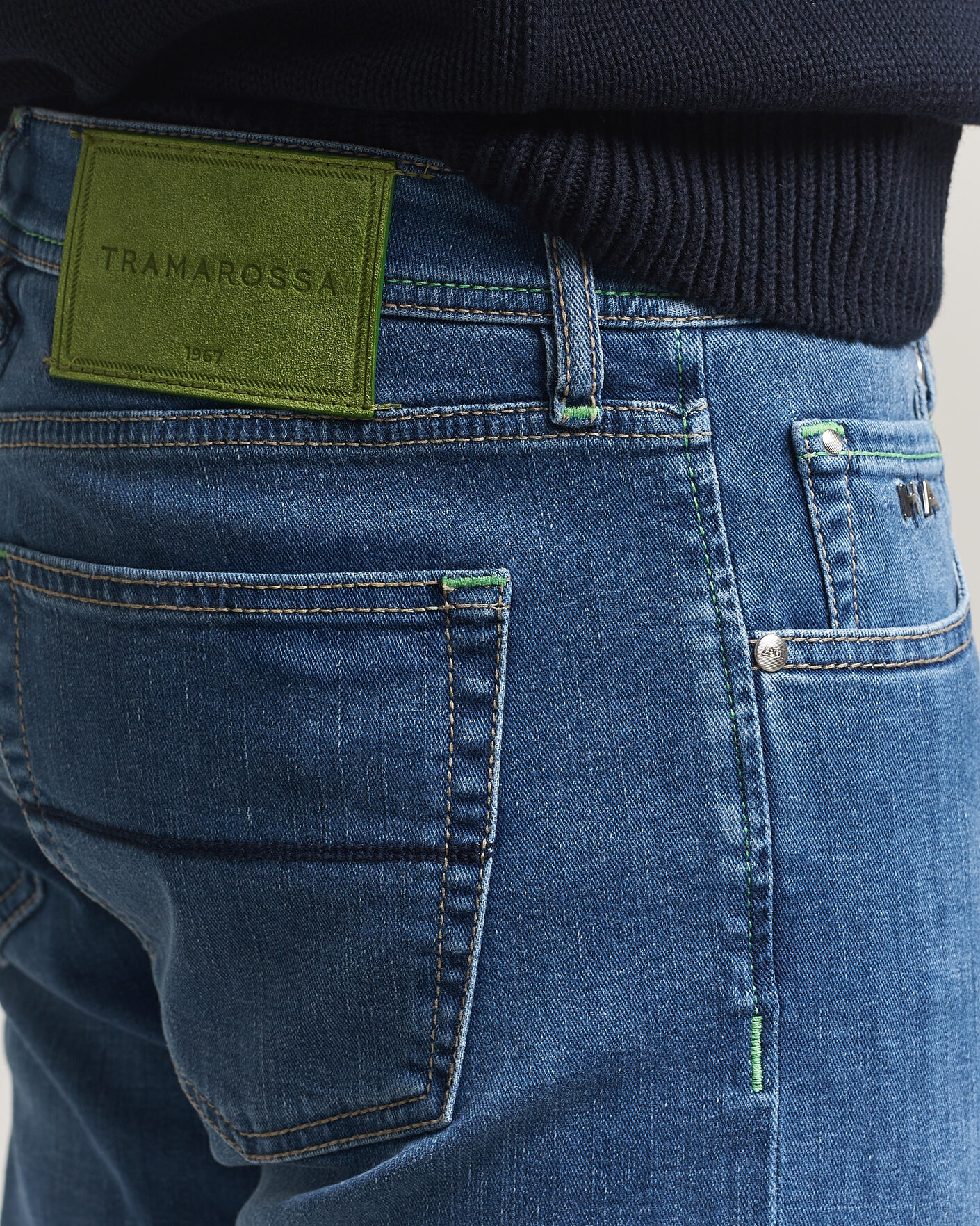 Men | Trousers | Tramarossa | Michelangelo Contrast Seam Stretch Jeans Mid Blue