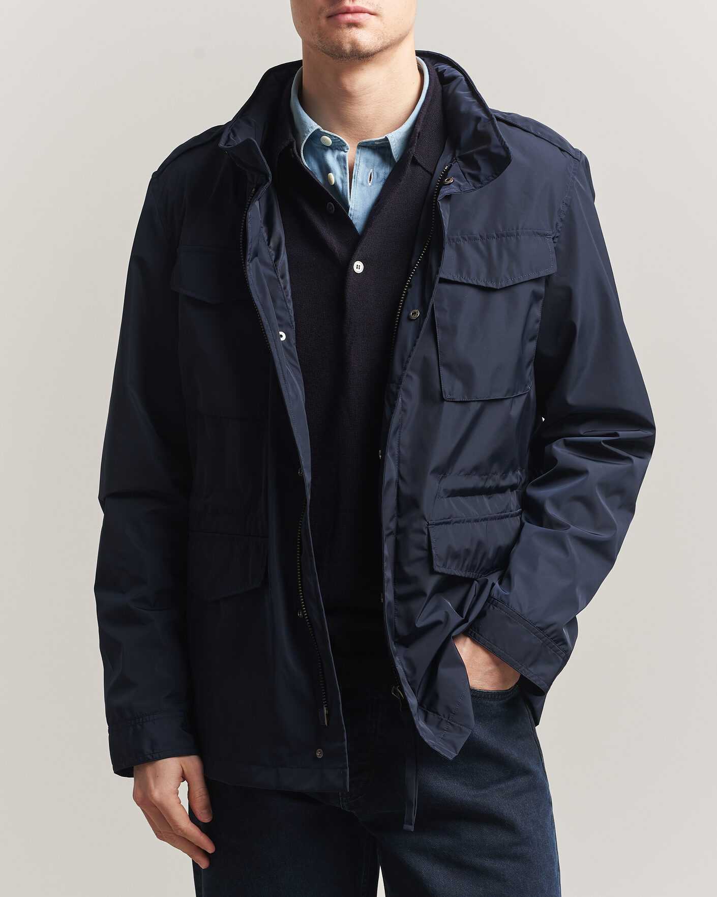 Men | Coats & Jackets | A Day's March | Barnett M65 Nylon Jacket Navy