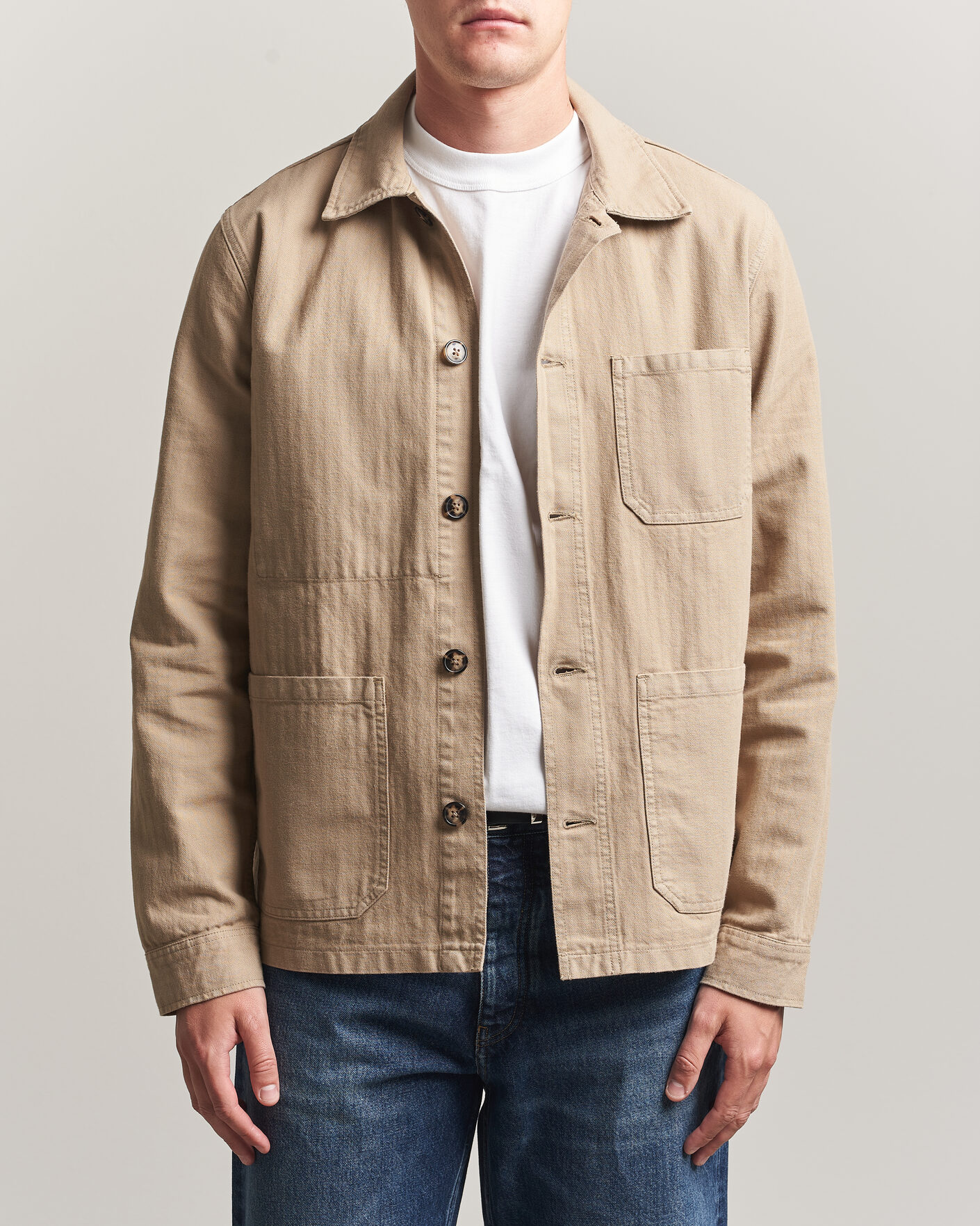 Men | Shirts | A Day's March | Original Herringbone Overshirt Desert Taupe