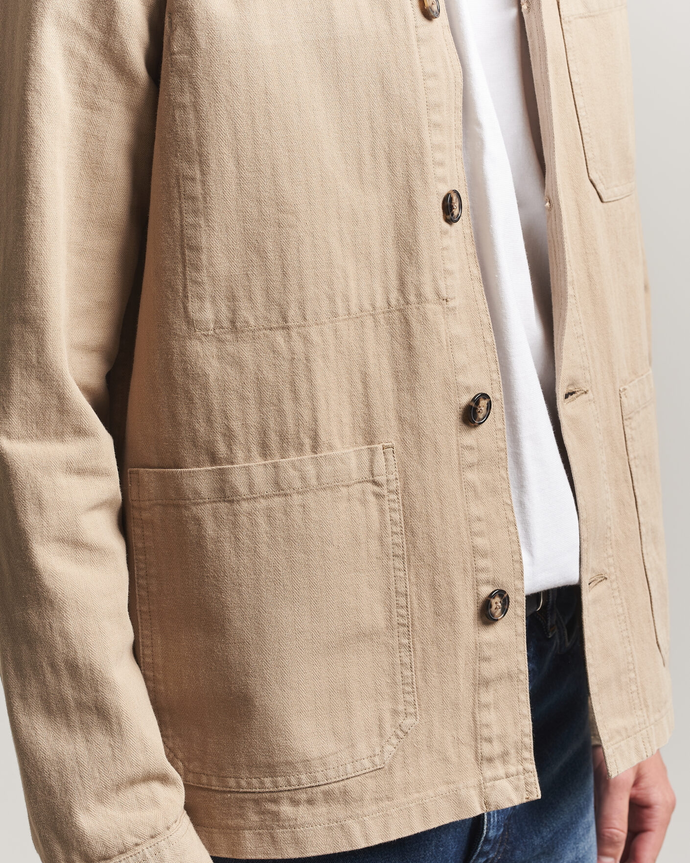 Men | Shirts | A Day's March | Original Herringbone Overshirt Desert Taupe