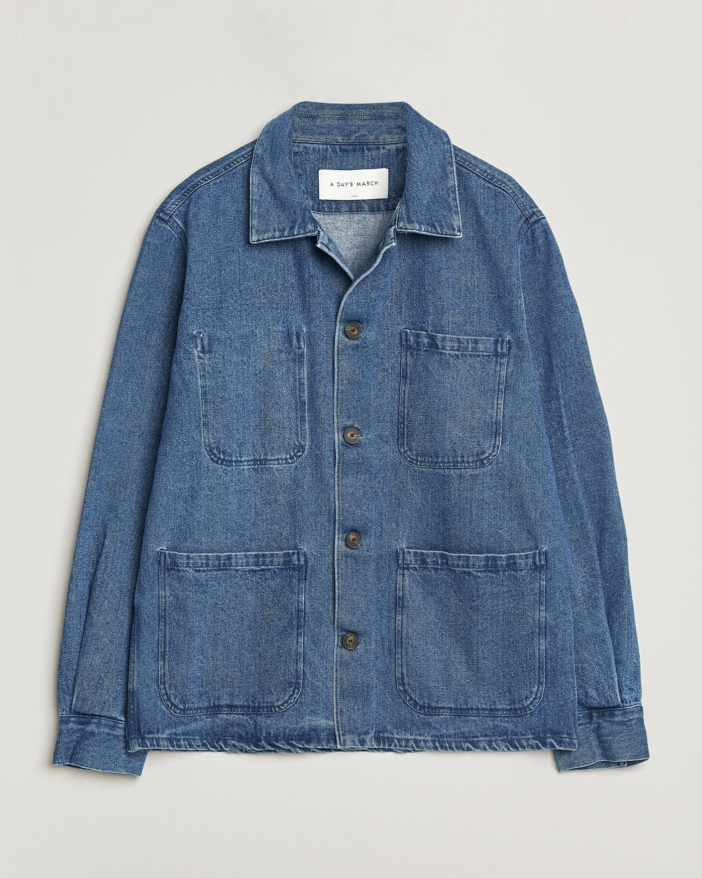 Men | Shirts | A Day's March | Algot Denim Overshirt Washed Blue