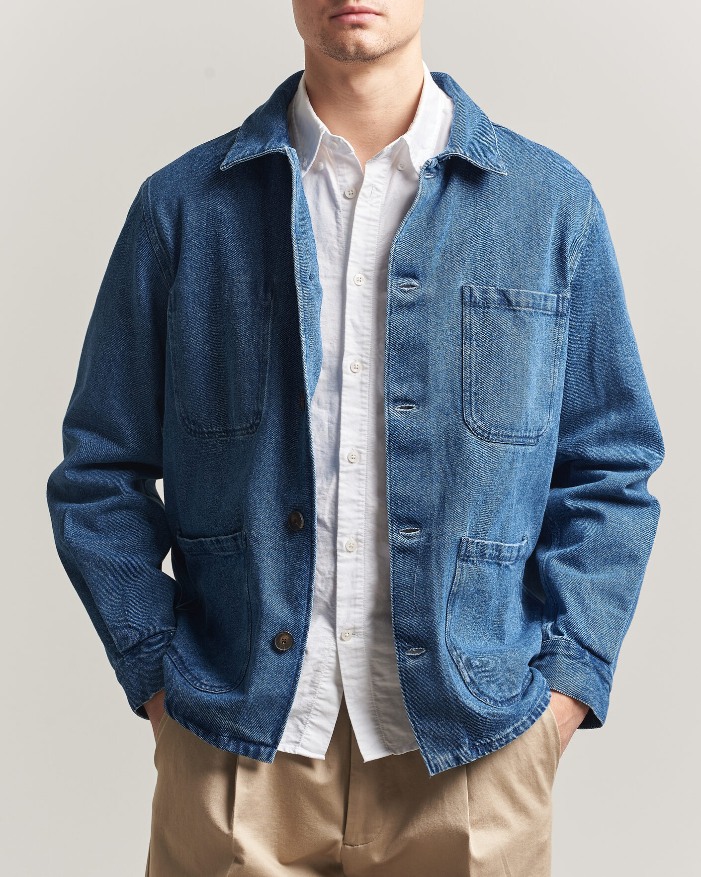 Men | Shirts | A Day's March | Algot Denim Overshirt Washed Blue