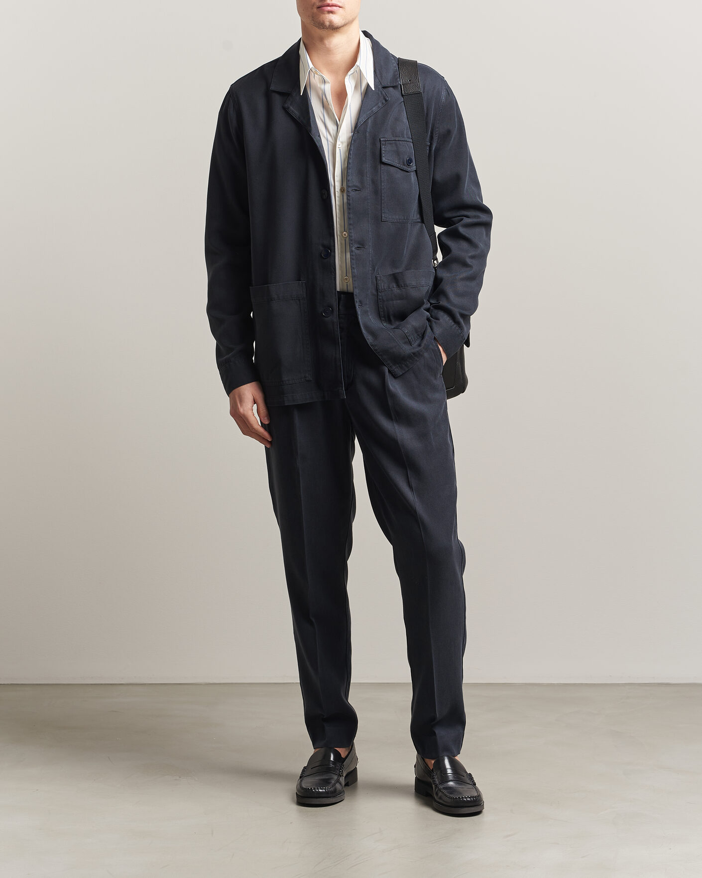 Men | Shirts | A Day's March | Banagher Lyocell Overshirt Navy