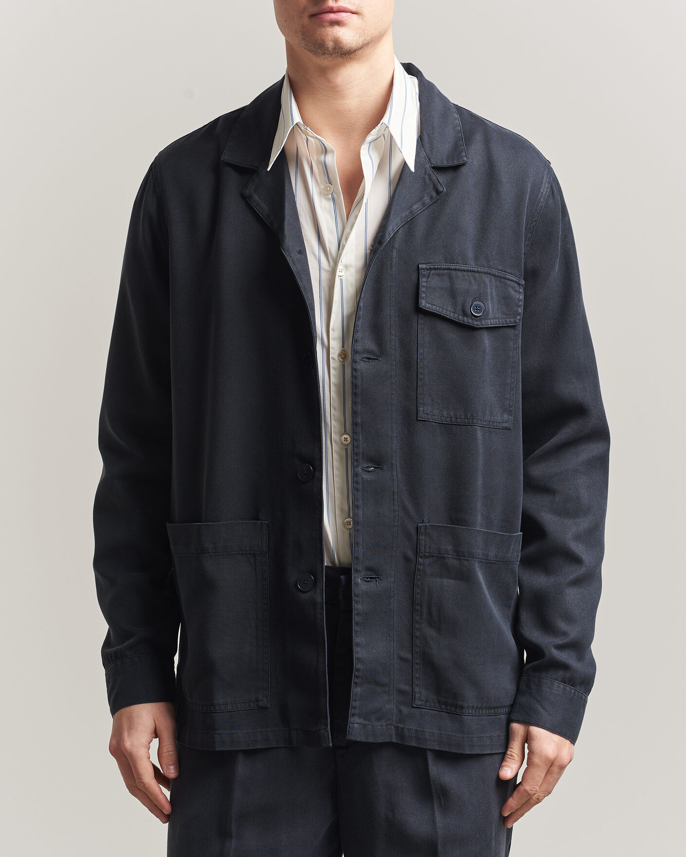 Men | Shirts | A Day's March | Banagher Lyocell Overshirt Navy