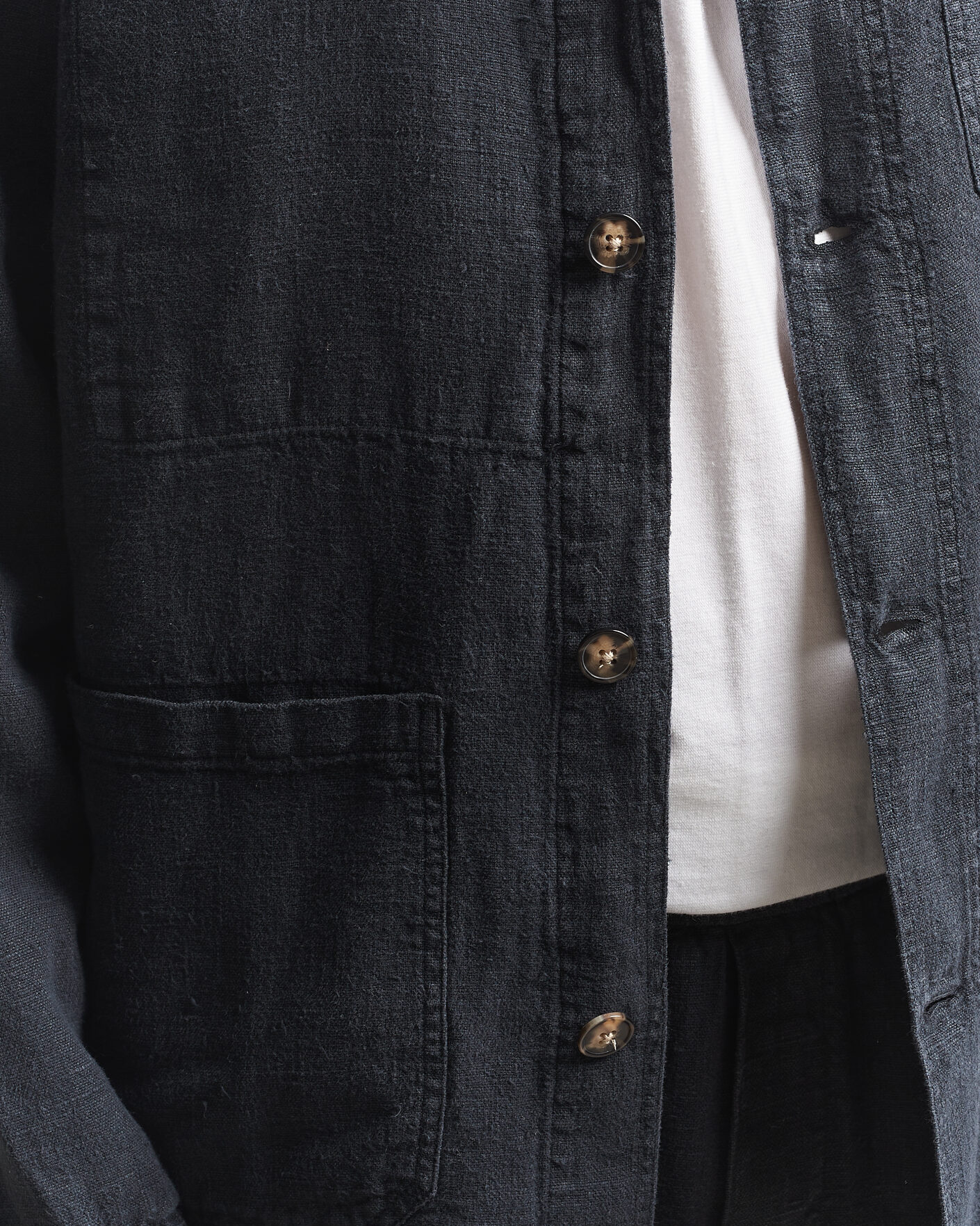 Men | Shirts | A Day's March | Original Linen Overshirt Black