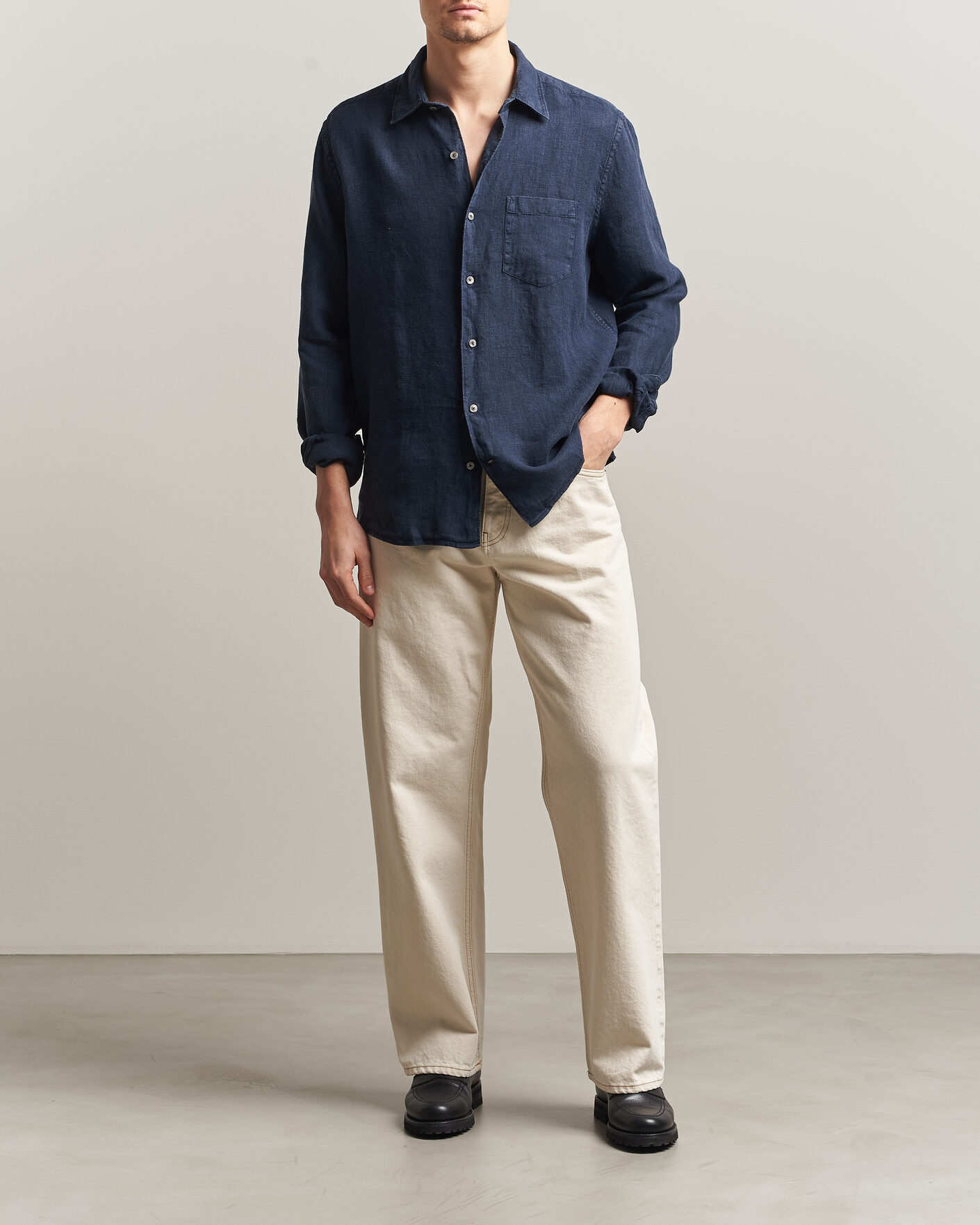 Men | Shirts | A Day's March | Daintree Linen Shirt Navy