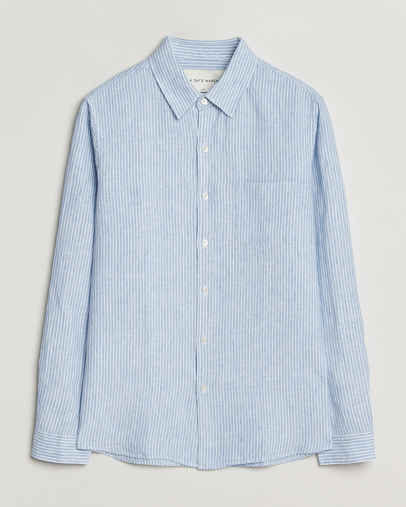 Men | Shirts | A Day's March | Daintree Striped Linen Shirt Light Blue/White