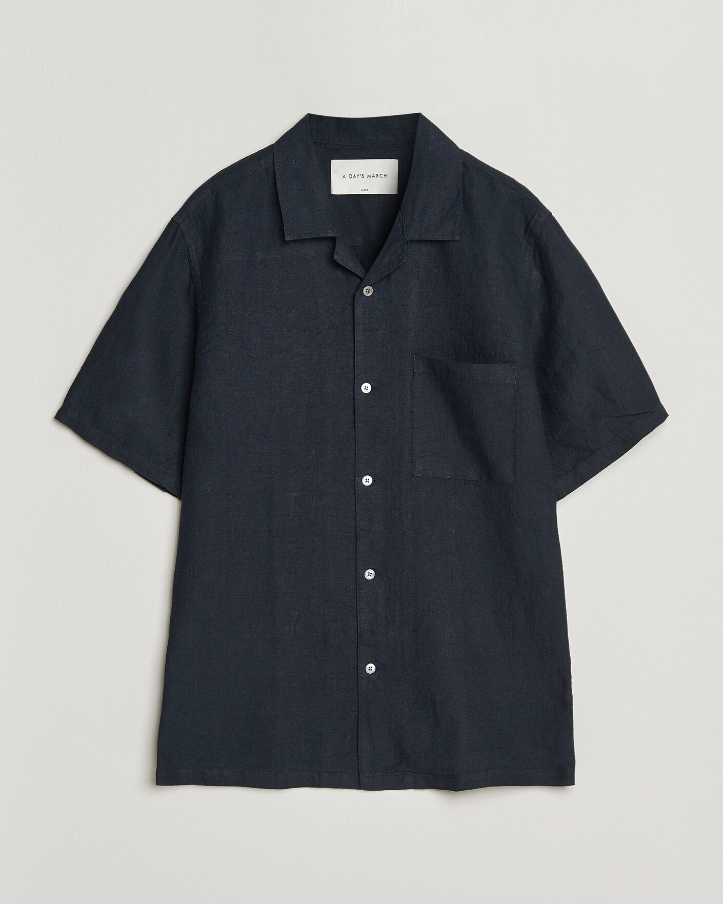 A Day's March Yamu Linen Short Sleeve Shirt Navy at CareOfCarl.com