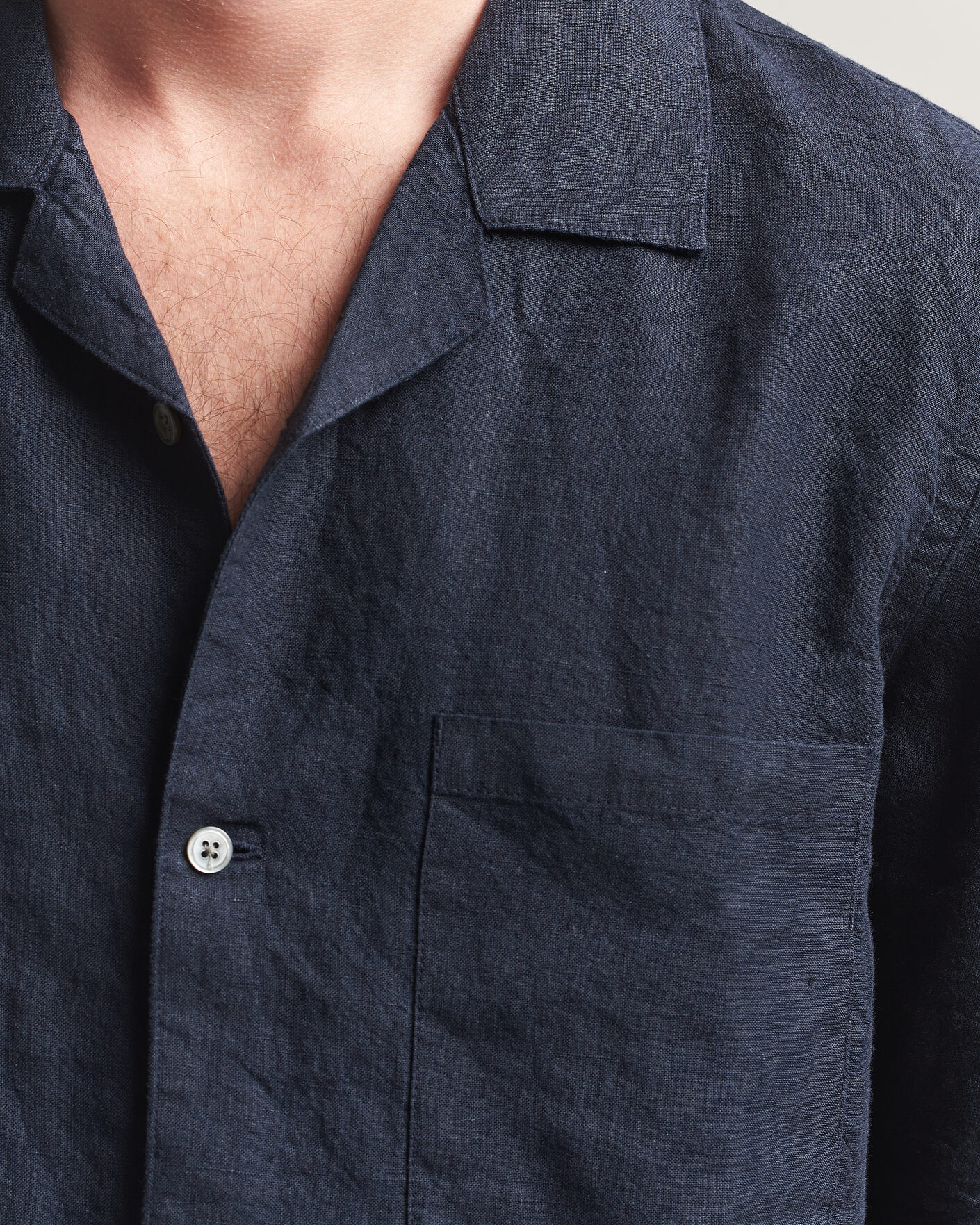 Men | Shirts | A Day's March | Yamu Linen Short Sleeve Shirt Navy