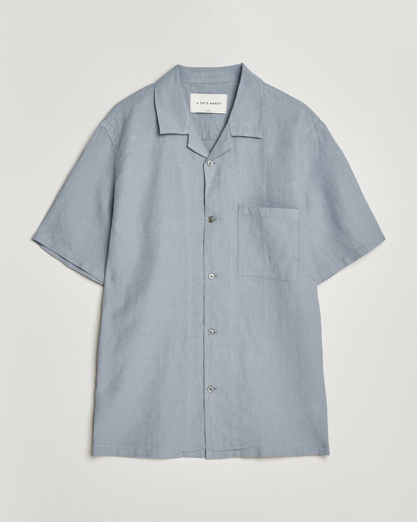 Men | Shirts | A Day's March | Yamu Linen Short Sleeve Shirt Rock Blue
