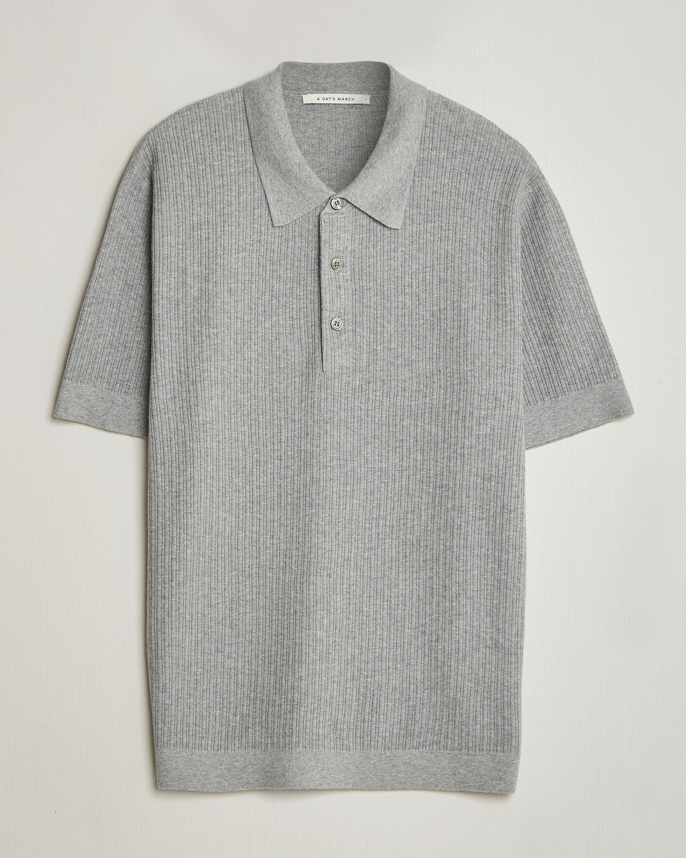 Men | Polo Shirts | A Day's March | Aspen Structured Knitted Polo Grey