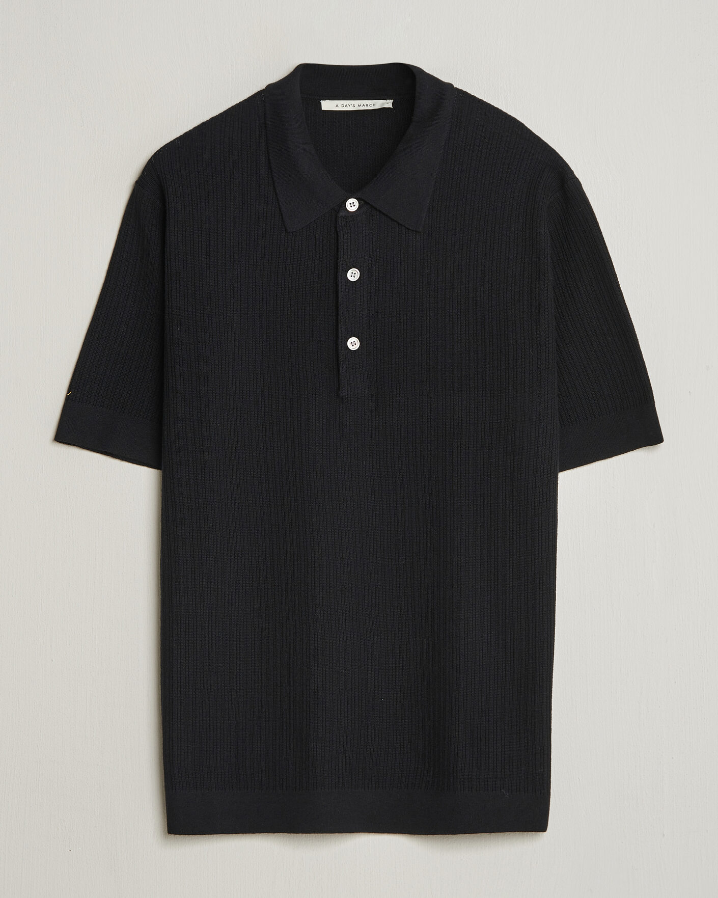 Men | Polo Shirts | A Day's March | Aspen Structured Knitted Polo Black