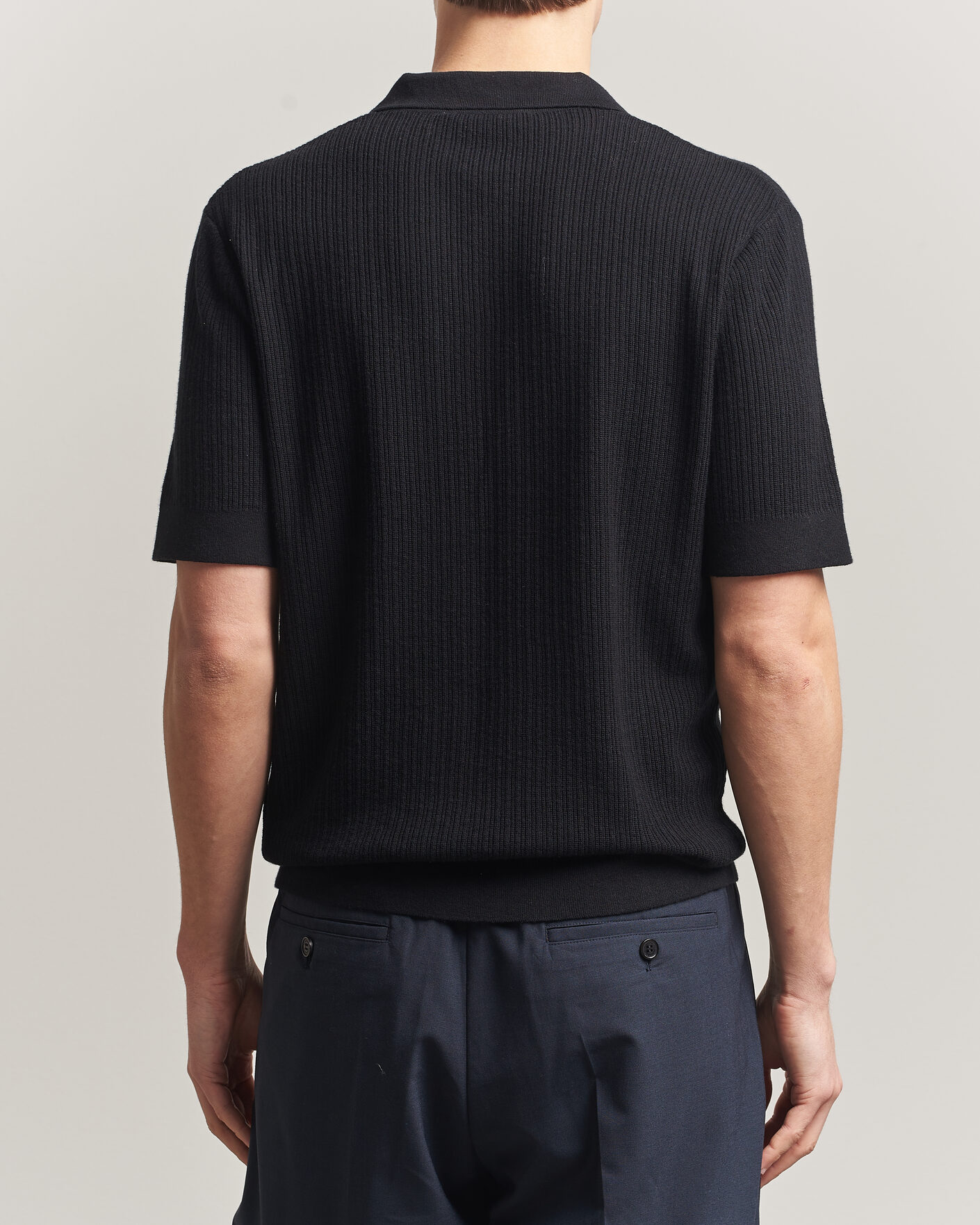Men | Polo Shirts | A Day's March | Aspen Structured Knitted Polo Black
