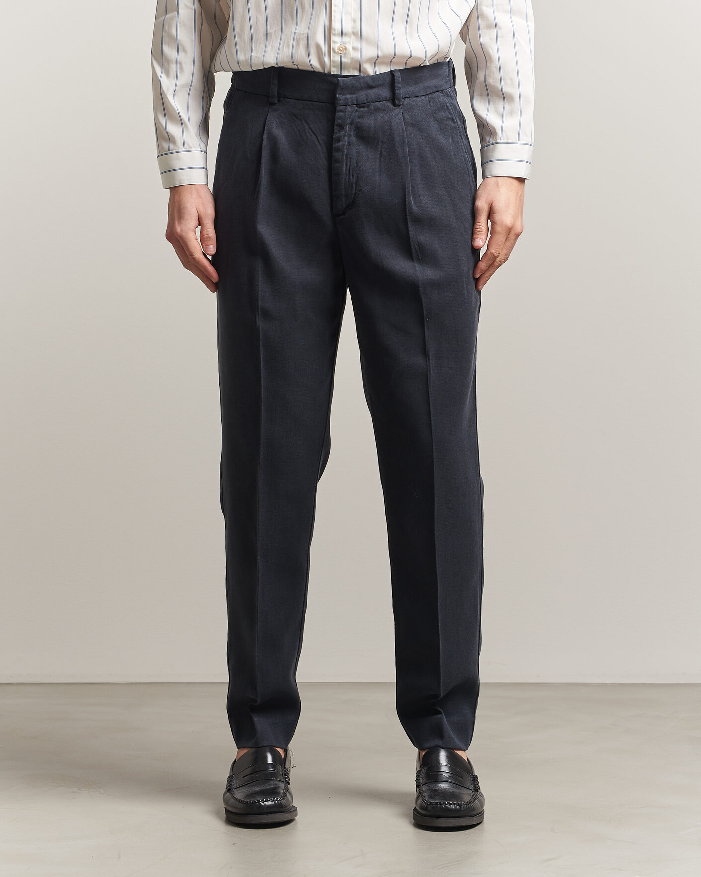 Men | Trousers | A Day's March | Smart Lyocell Trousers Navy