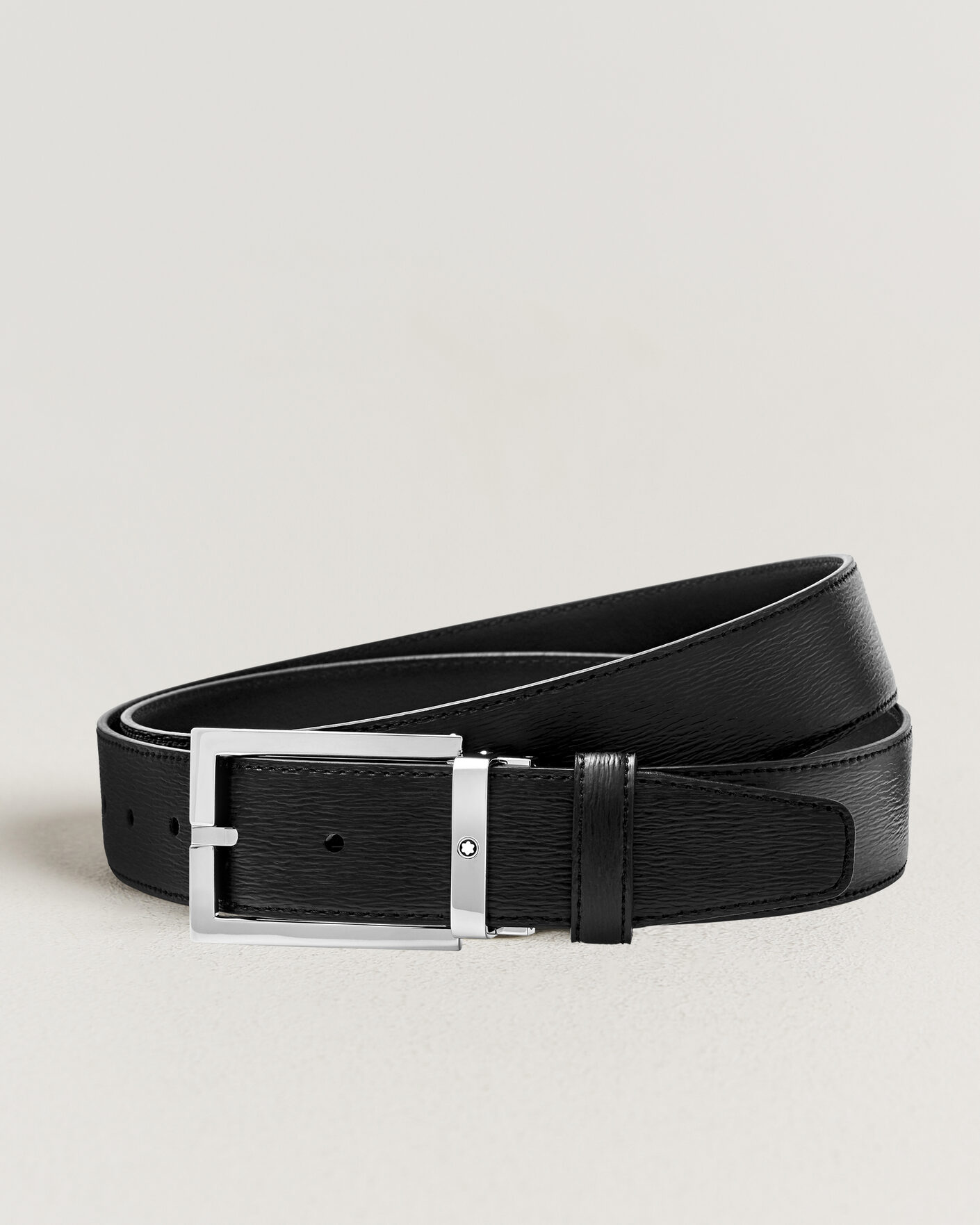 Men | Belts | Montblanc | Rectangular 35mm Leather Belt Black