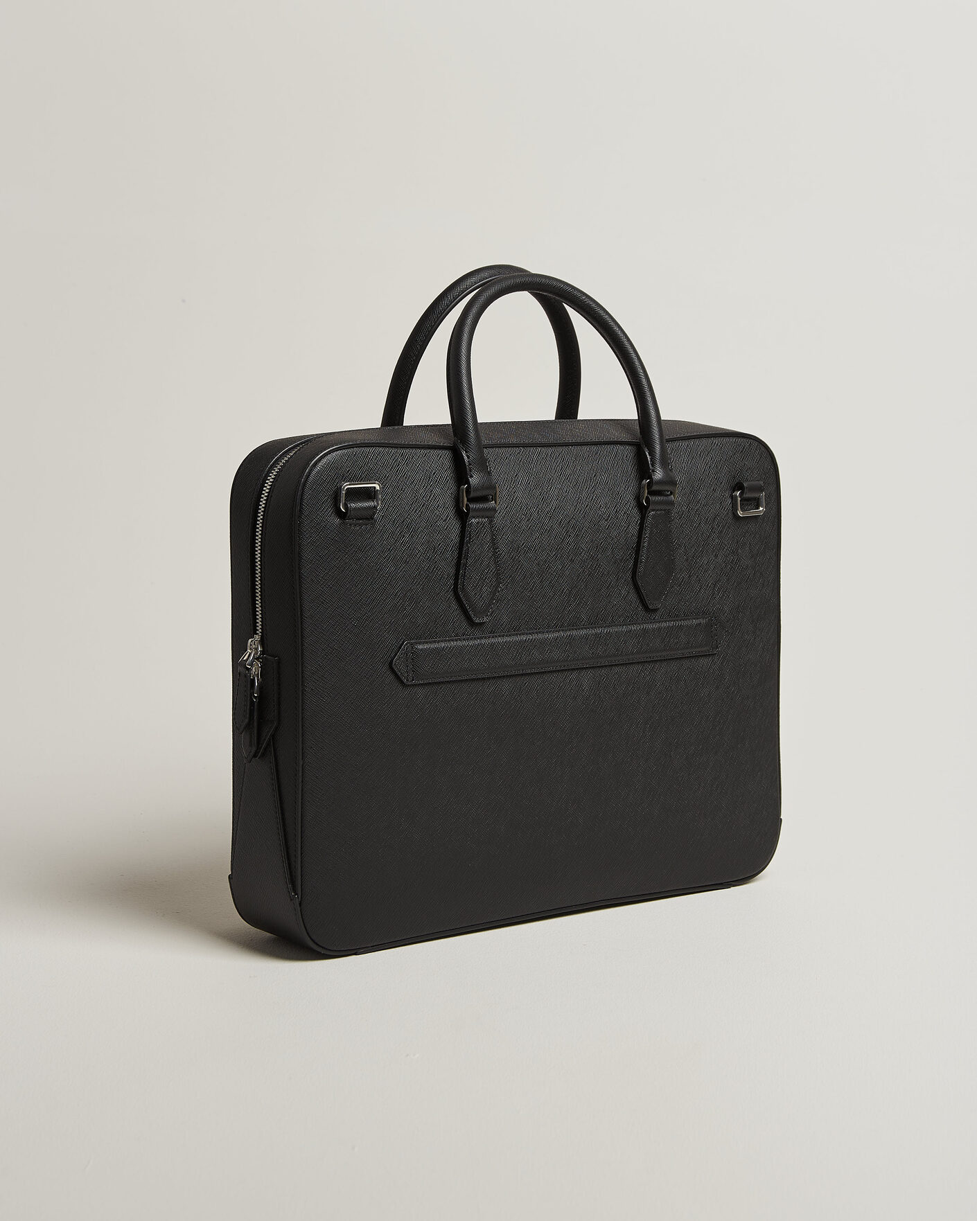 Montblanc Medium Sartorial Leather Briefcase with Pocket Black at
