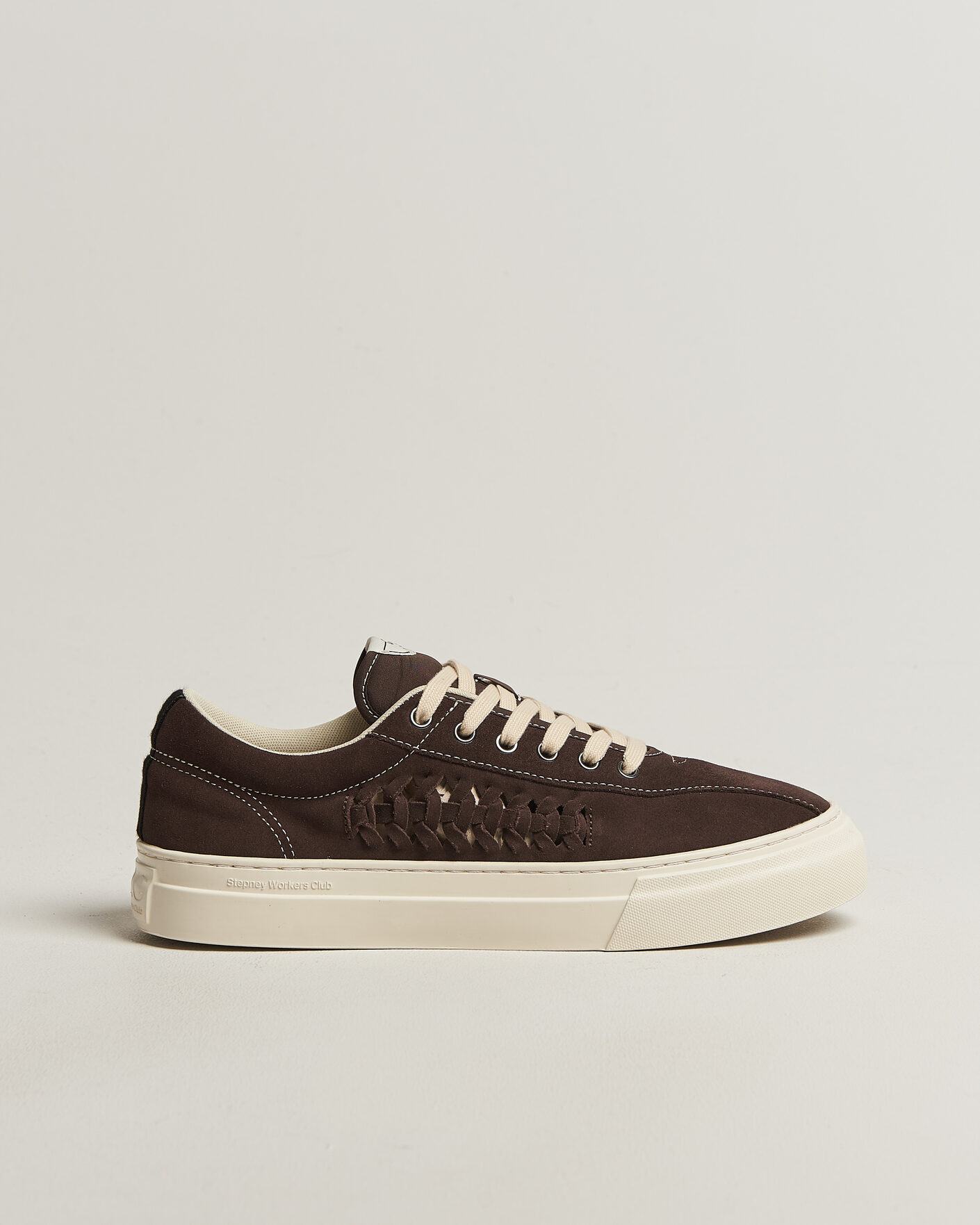Stepney Workers Club Dellow 02 Woven Suede Sneaker Dark Brown at